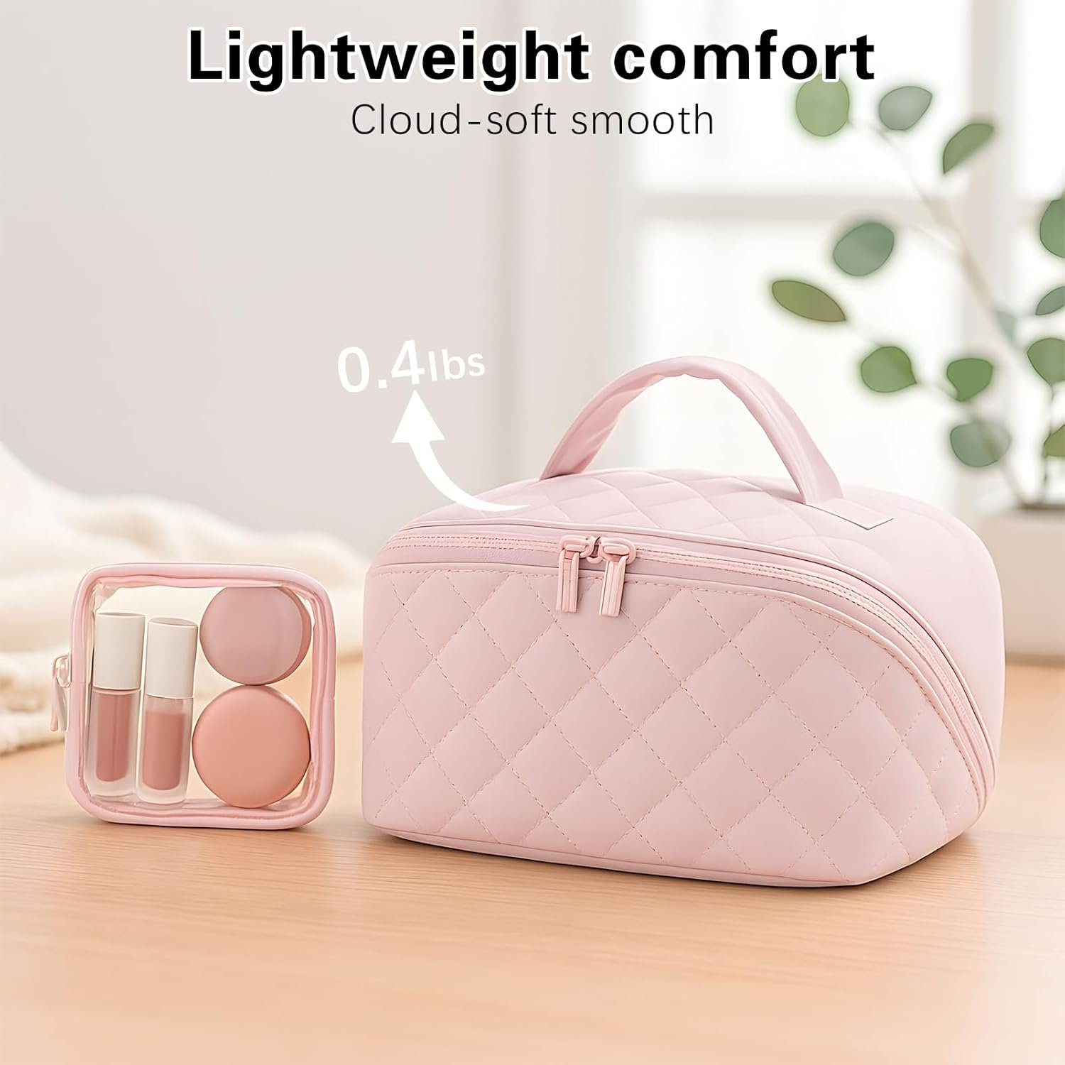 Manufacturer of Puffy Padded Makeup Bags, Custom Logo Waterproof Travel Toiletry Bags for Women, Private Label Cosmetic Organizer Wide-Open Pouch Purse (Green)