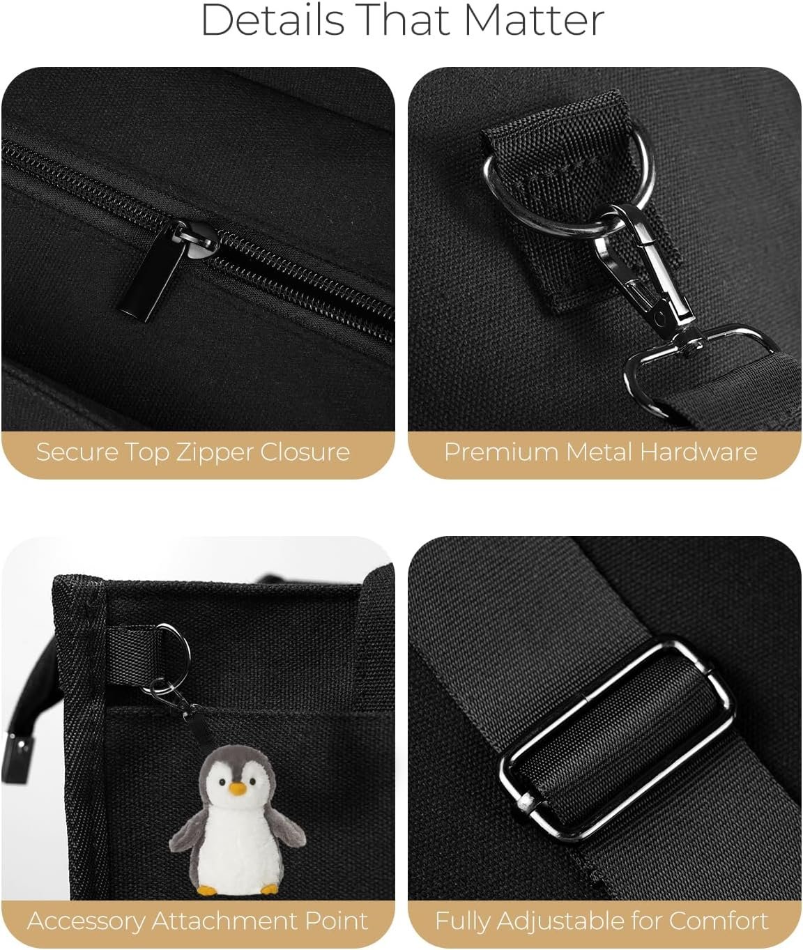 Private Label Canvas Tote Bag for Women with Zipper Laptop Compartments Water Bottle Pocket Custom Logo Large Everyday Purse for Work by Manufacturer