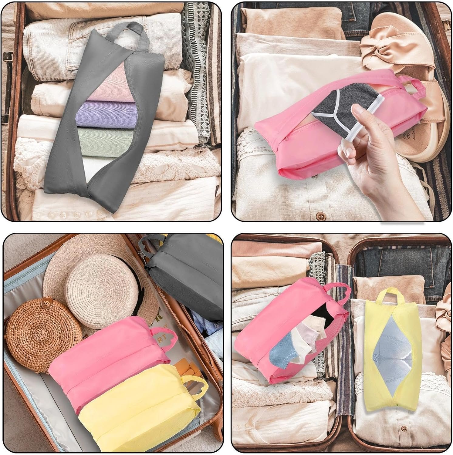 Private Label 3pcs Travel Packing Organizers Socks Underwear Bags with Zip Handle, Custom Logo Portable Storage, Manufacturer