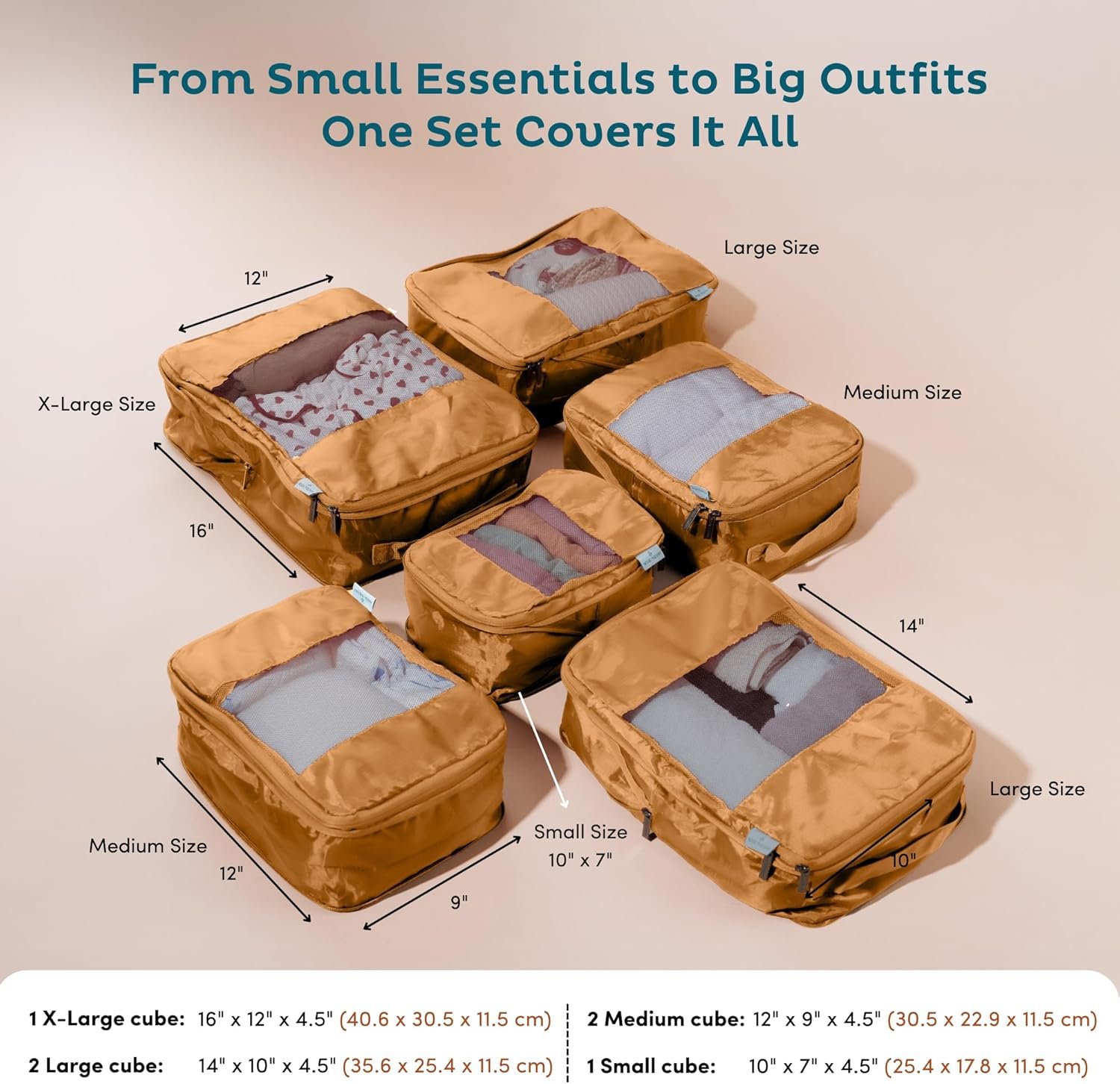 Private Label 6-Pack Large Compression Packing Cubes for Travel Carry-On Checked Luggage Lightweight Water-Resistant Custom Logo Luggage Suitcase Organizers Manufacturer