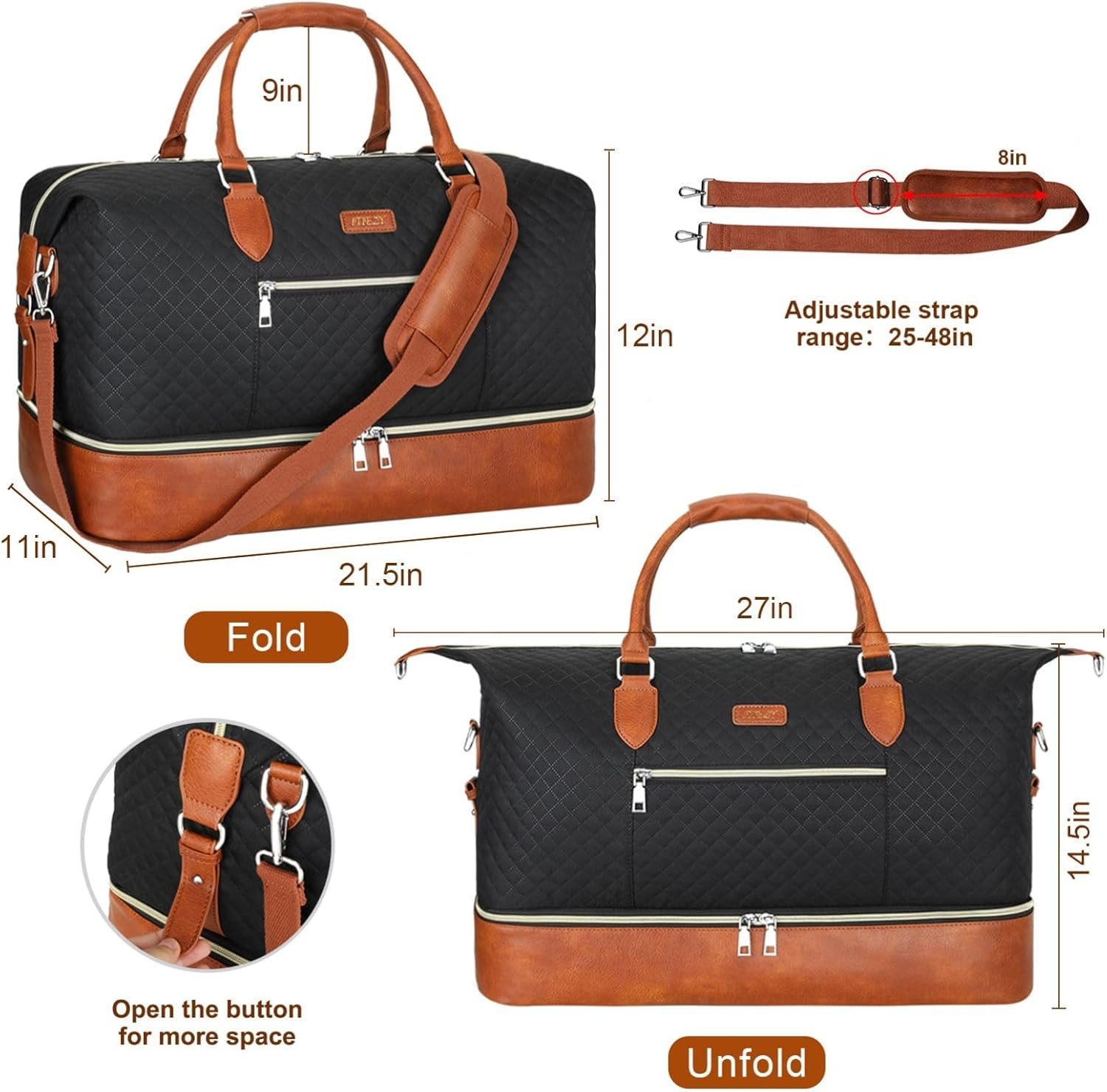 Custom Logo Large Nylon Weekender Bag for Women Travel Carry On Duffel Overnight Tote with Shoe Compartment Private Label Manufacturer Custom Logo Large Nylon Weekender Bag for Women Travel Carry On Duffel Overnight Tote with Shoe Compartment Private Label Manufacturer