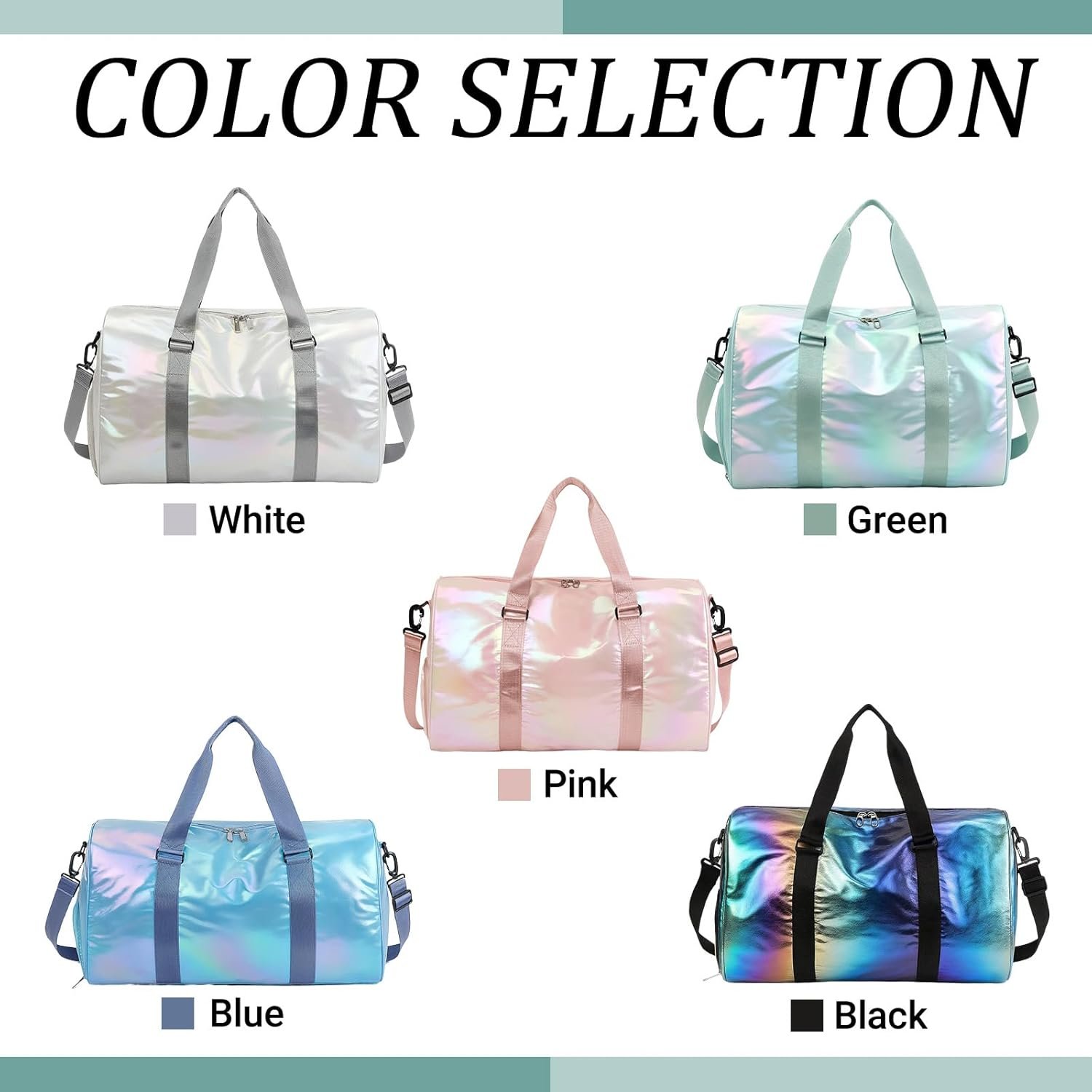 Custom Logo Personalized Dance Duffle Bag with Embroidered Name for Girls Cheerleading Sport Gym Travel Weekender Bag Shoe Compartment Green Private Label Manufacturer