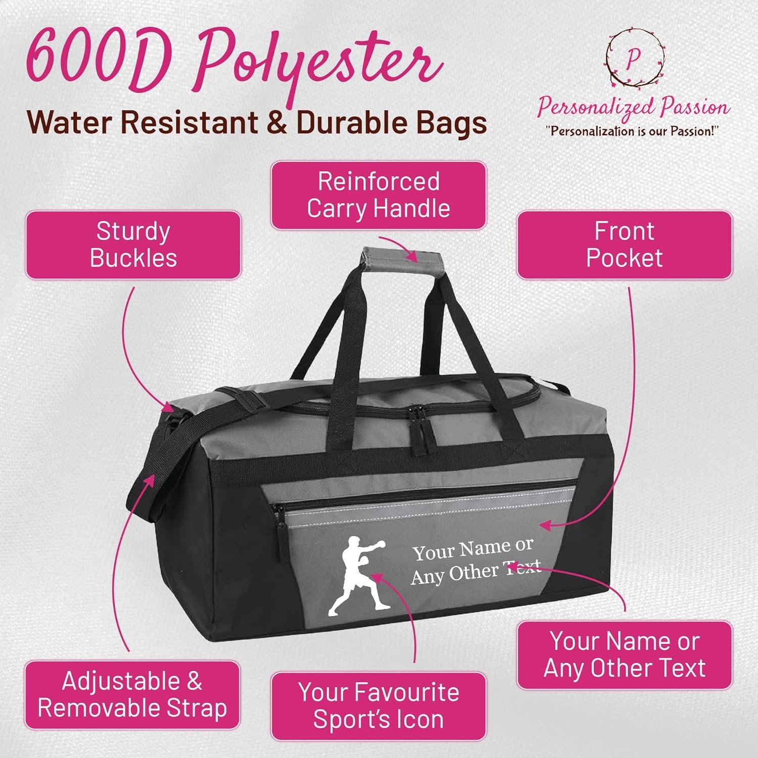 Private Label 22” Personalized Sports Duffel Bags for Men and Women - Custom Logo Travel Duffel with Name & Martial Arts Design - Water Resistant Two-Toned Overnight Weekender Bag - Army Green Manufacturer