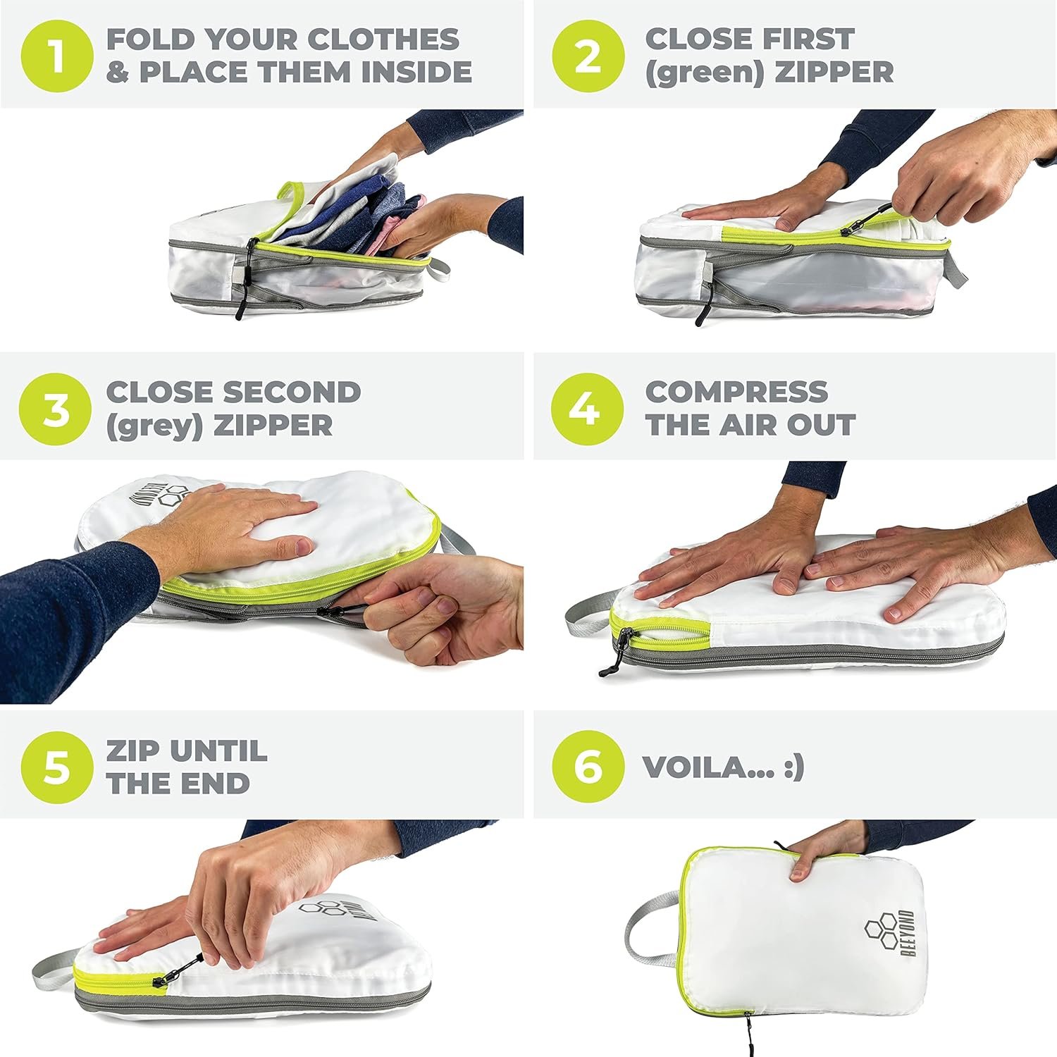 Custom Logo 6-Piece Compression Packing Cubes Private Label Set for Travel and Luggage Organization with Large & Small Cubes Accessories Bag Laundry Bag from Manufacturer