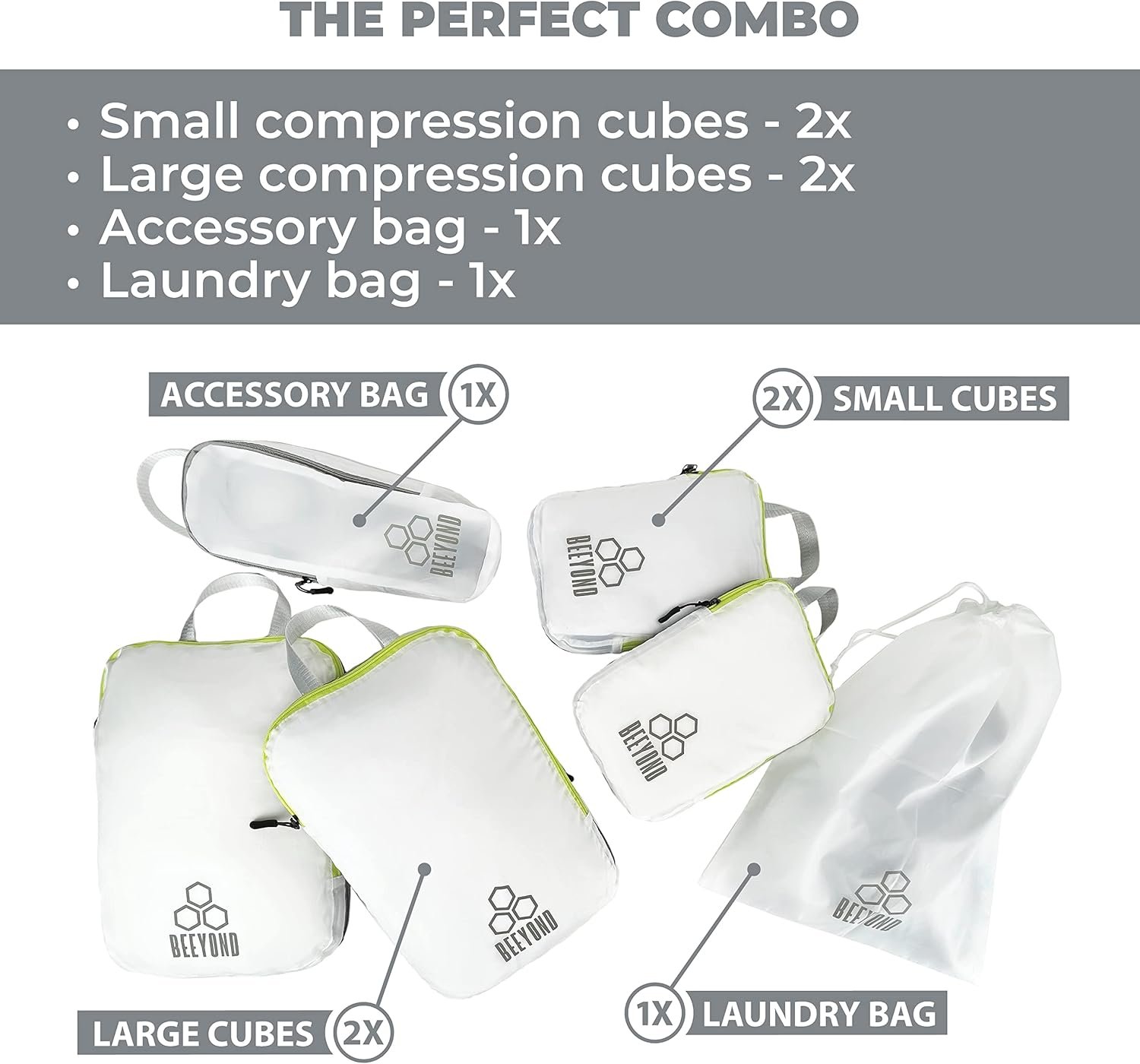 Custom Logo 6-Piece Compression Packing Cubes Private Label Set for Travel and Luggage Organization with Large & Small Cubes Accessories Bag Laundry Bag from Manufacturer