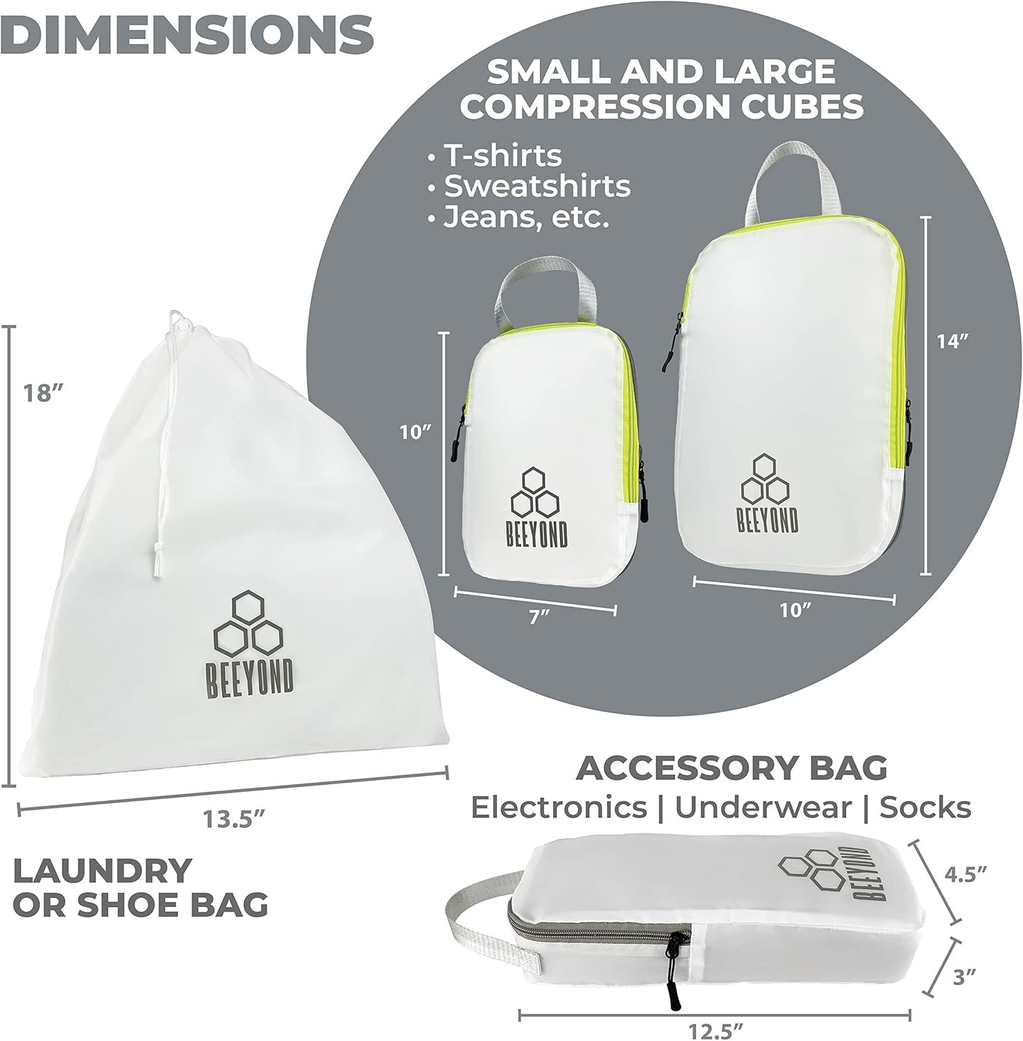Custom Logo 6-Piece Compression Packing Cubes Private Label Set for Travel and Luggage Organization with Large & Small Cubes Accessories Bag Laundry Bag from Manufacturer