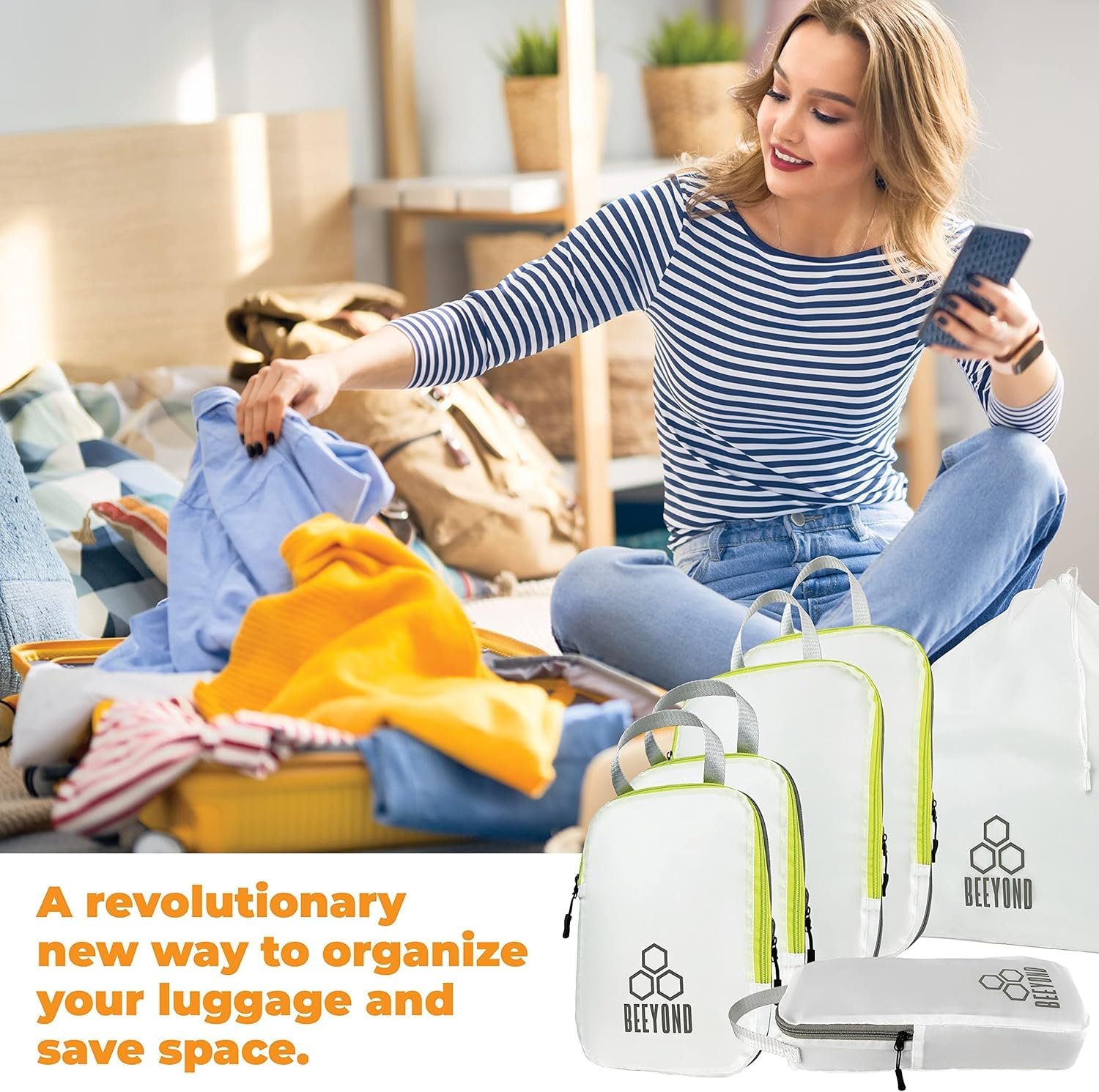 Custom Logo 6-Piece Compression Packing Cubes Private Label Set for Travel and Luggage Organization with Large & Small Cubes Accessories Bag Laundry Bag from Manufacturer