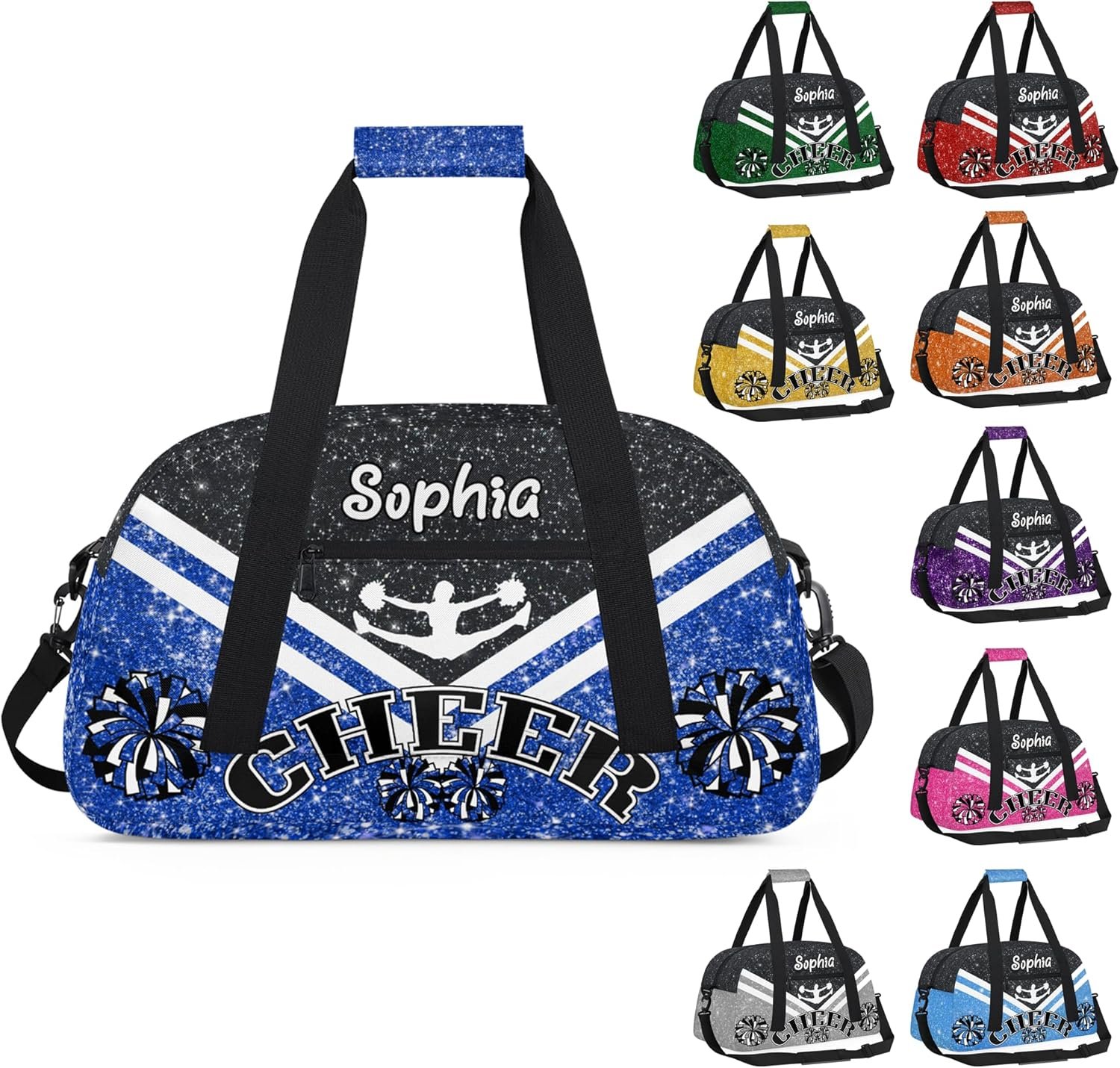 Custom Logo Cheerleading Duffel Bag for Girls Private Label Personalized Name Kids Weekend Travel Blue Factory Custom Logo Cheerleading Duffel Bag for Girls Private Label Personalized Name Kids Weekend Travel Blue Factory