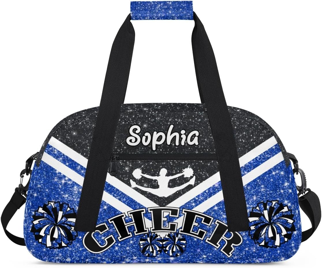 Custom Logo Cheerleading Duffel Bag for Girls Private Label Personalized Name Kids Weekend Travel Blue Factory
