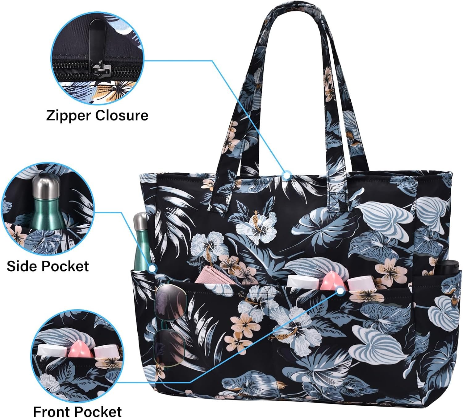 Private Label Beach Bags for Women Large Waterproof Sandproof Custom Logo Beach Tote Swim Pool Bag with Zipper Manufacturer for Travel Vacation Essentials