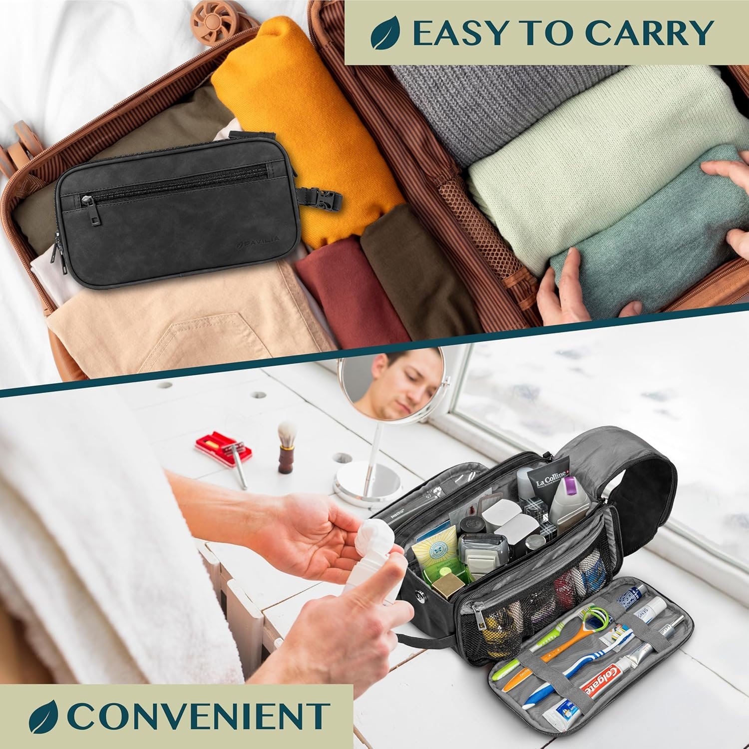 Factory Toiletry Bag for Men Women Private Label Travel Toiletries Organizer Grooming Shaving Dopp Kit Custom Logo PU Leather Water Resistant Cosmetic Pouch Black Factory Toiletry Bag for Men Women Private Label Travel Toiletries Organizer Grooming Shaving Dopp Kit Custom Logo PU Leather Water Resistant Cosmetic Pouch Black