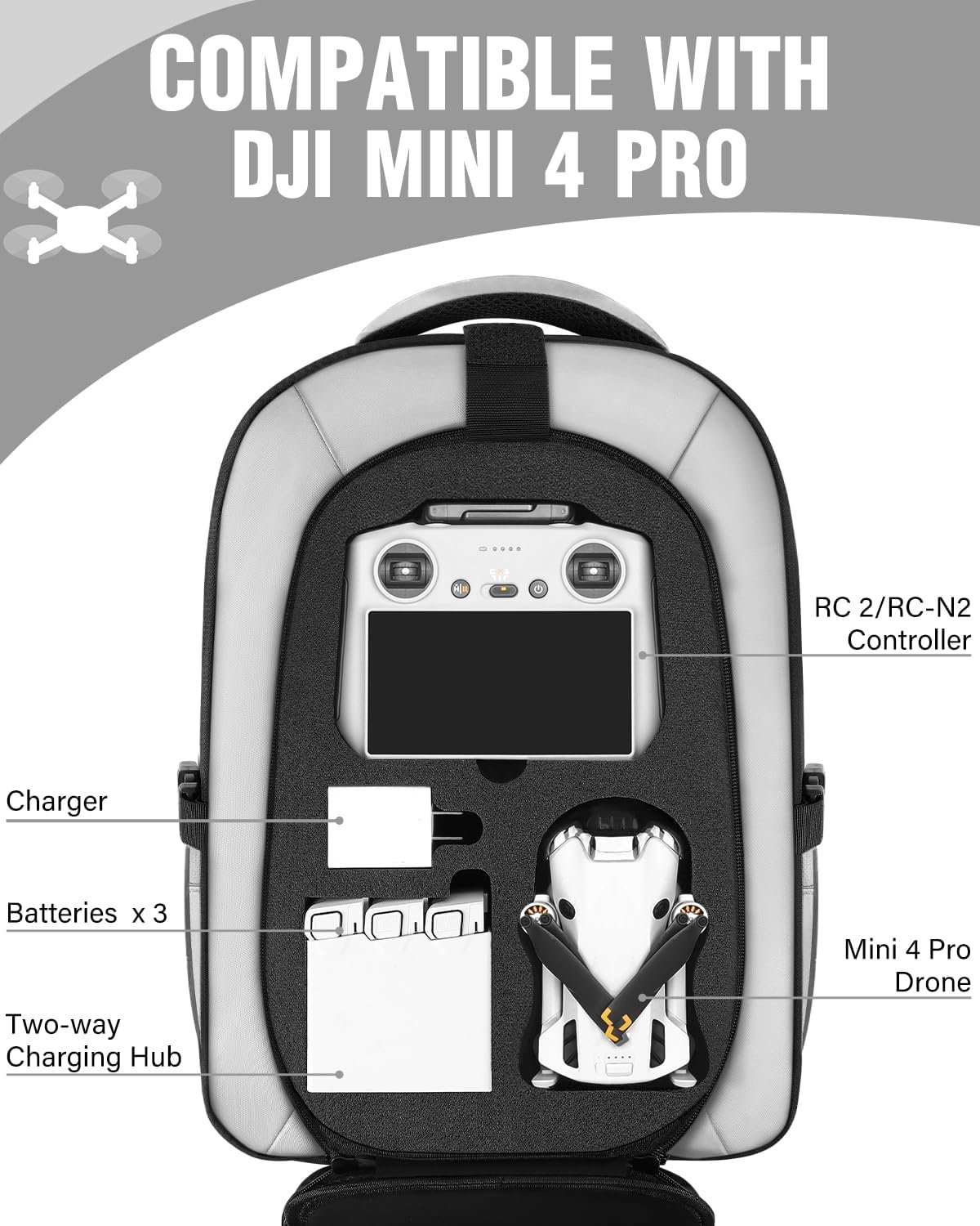 Custom Logo Waterproof Hard Carrying Case for Mini 4 Pro/Mini 3/4 Pro Large Drone Bag Fits 15.6 Inch Laptop Private Label Travel Backpack for RC 2/RC/N3/N2/N1 Controller Fly More Combo Drone Accessories Manufacturer Custom Logo Waterproof Hard Carrying Case for Mini 4 Pro/Mini 3/4 Pro Large Drone Bag Fits 15.6 Inch Laptop Private Label Travel Backpack for RC 2/RC/N3/N2/N1 Controller Fly More Combo Drone Accessories Manufacturer