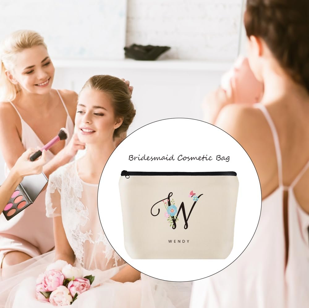 Custom Logo Personalized Travel Makeup Bag with Initial and Name Private Label for Bridesmaids Bridal Shower Gifts Manufacturer