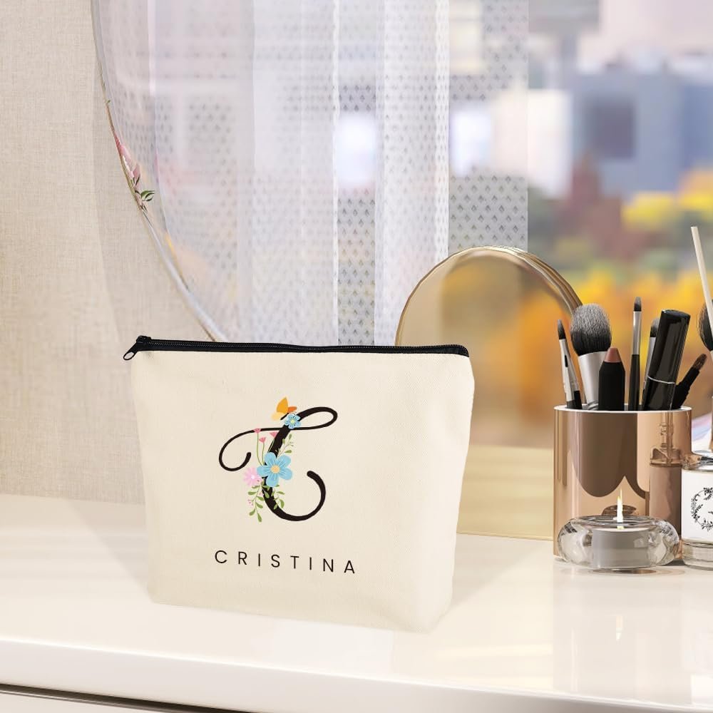 Custom Logo Personalized Travel Makeup Bag with Initial and Name Private Label for Bridesmaids Bridal Shower Gifts Manufacturer