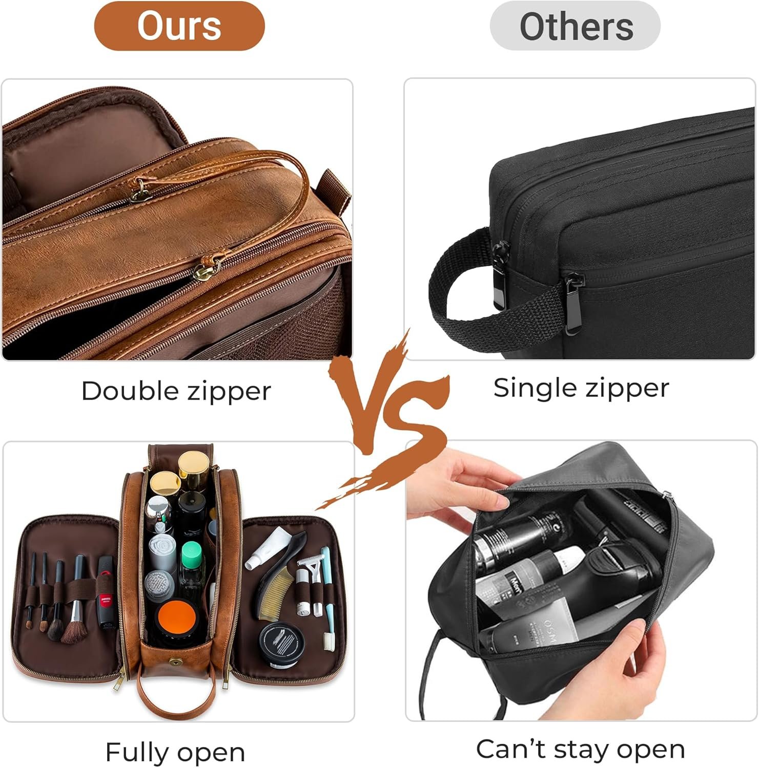 Private Label Travel Toiletry Bag for Men Shaving Dopp Kit with Custom Logo Water-Resistant Small Toiletries Organizer PU Leather Cosmetic Bag Manufacturer