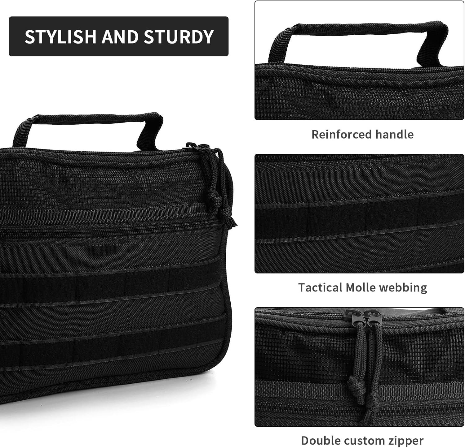 Private Label Tactical Toiletry Bag Hanging Organizer for Men and Women - Dopp Kit Shaving Bag with Custom Logo, Manufacturer Toiletries Bag for Short Trips Camping - Black