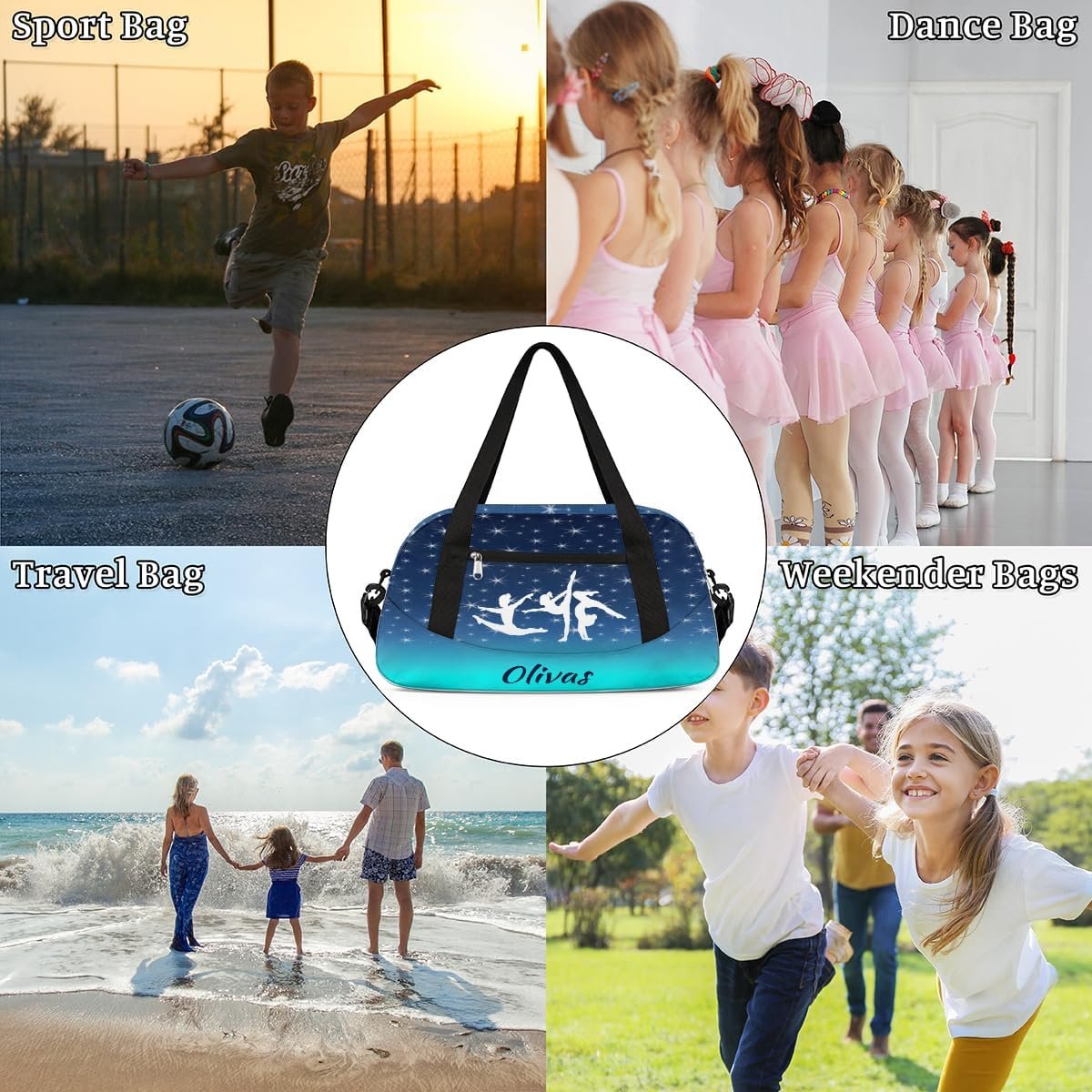 Private Label Personalized Gymnastics Dance Bag for Girls Custom Logo Duffel Weekender Travel Manufacturer