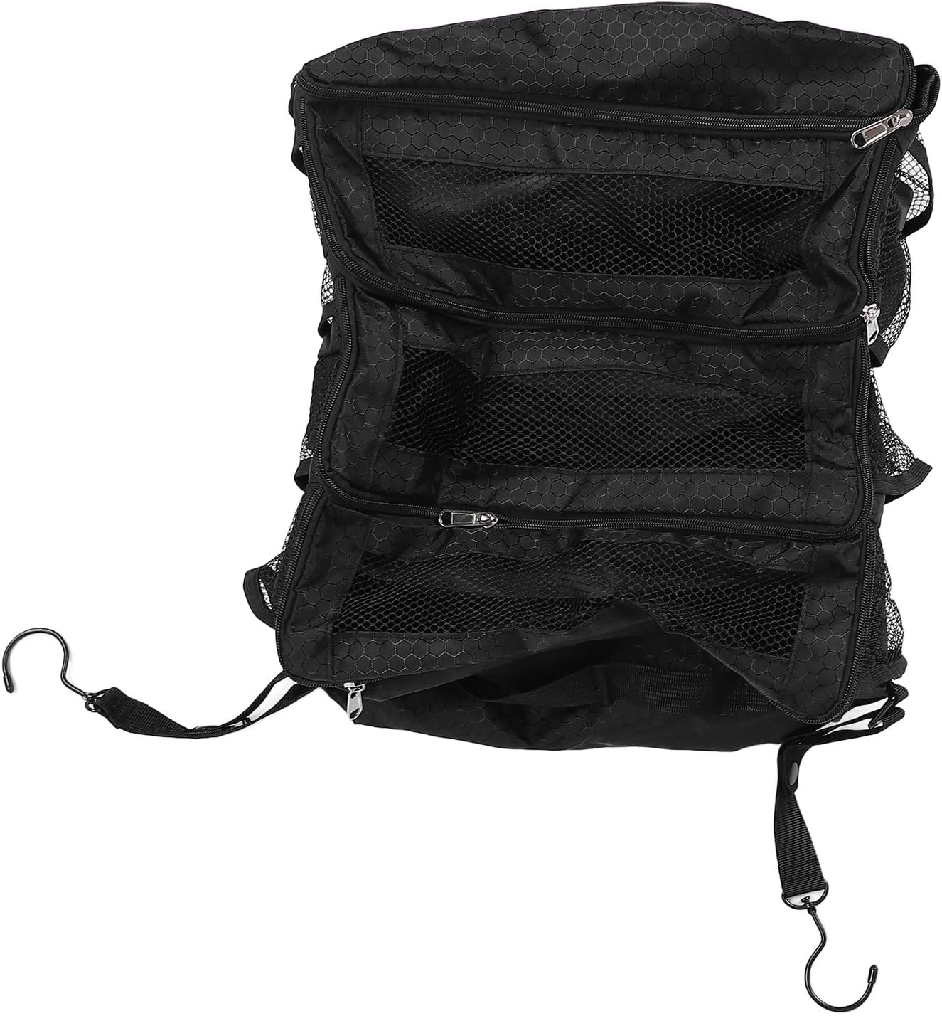 Custom Logo Hanging Suitcase Organizer, Private Label Luggage Packing Cubes Travel Organizer, Factory Foldable Carry On Bag 4 Compartments Oxford Fabric 22x36x47cm Black