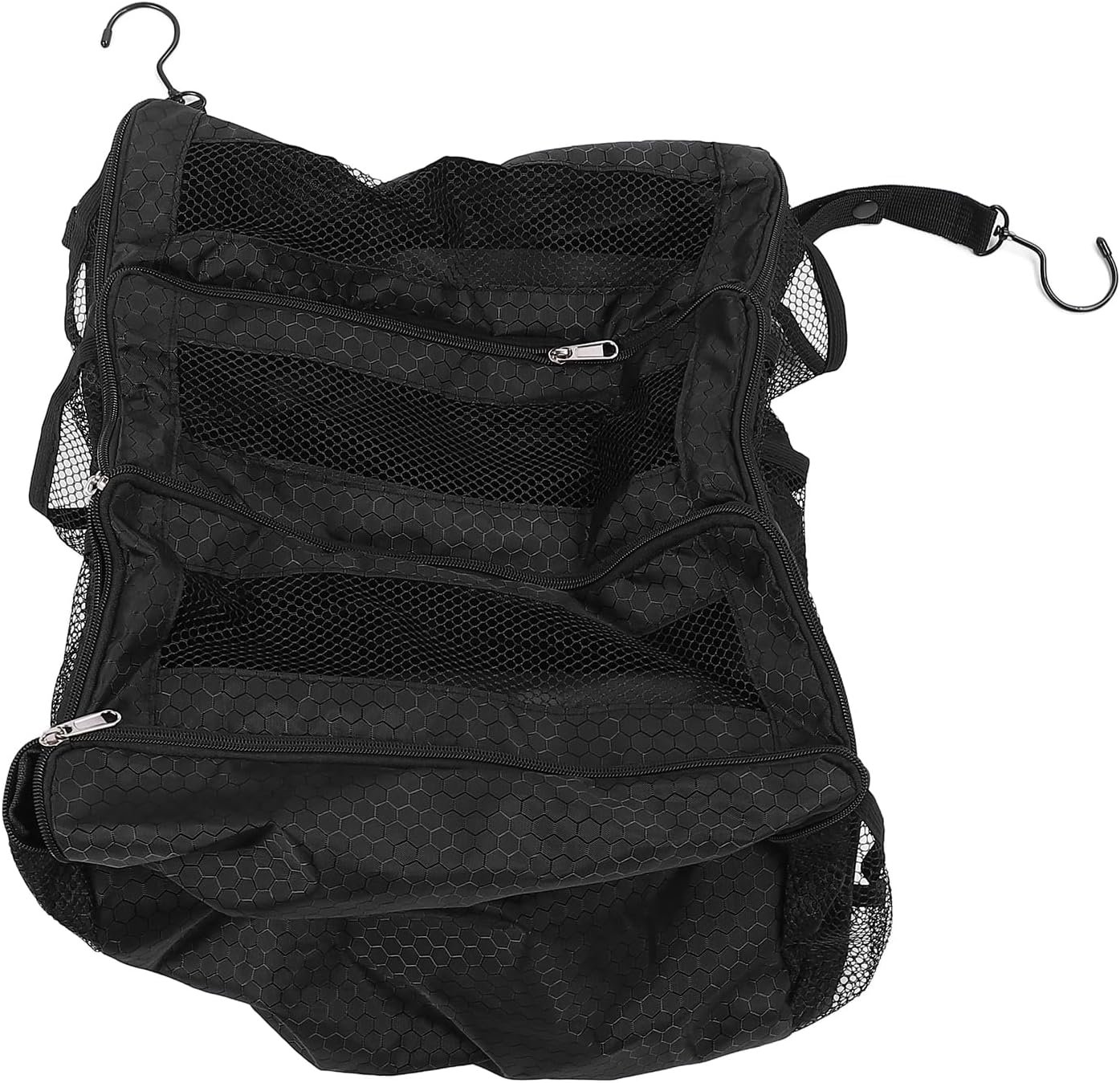 Custom Logo Hanging Suitcase Organizer, Private Label Luggage Packing Cubes Travel Organizer, Factory Foldable Carry On Bag 4 Compartments Oxford Fabric 22x36x47cm Black