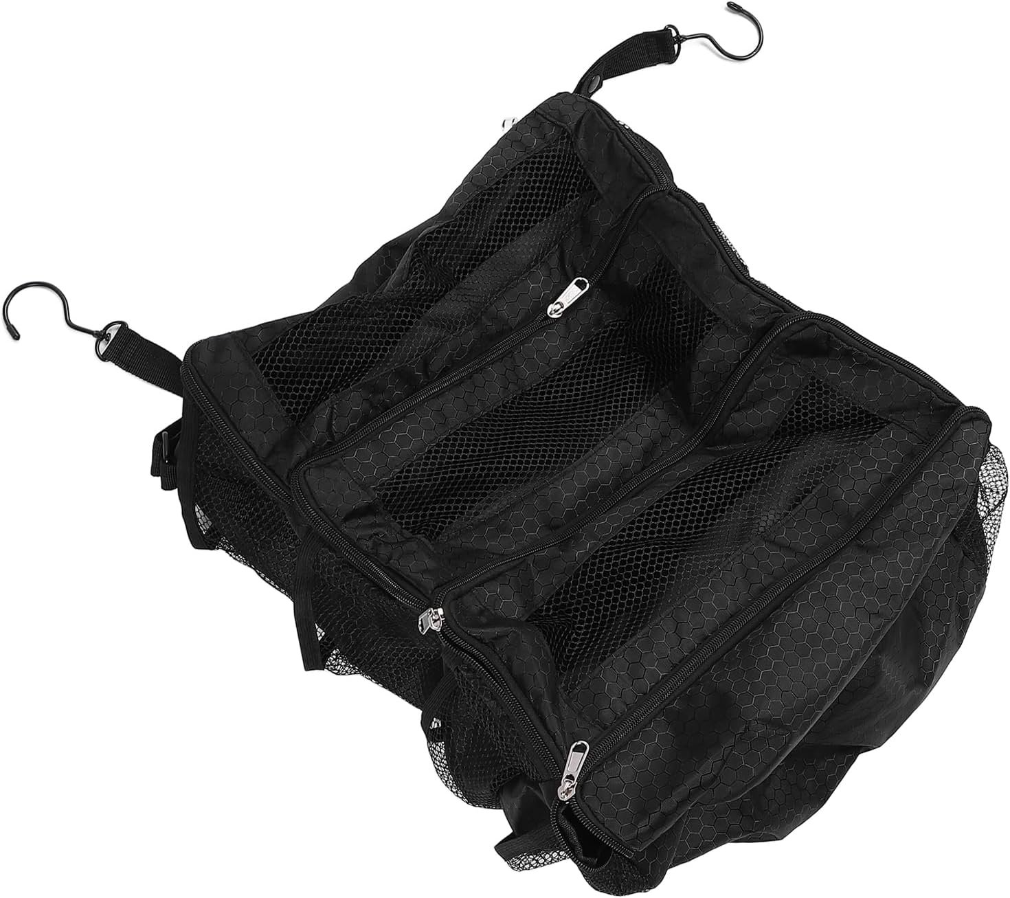 Custom Logo Hanging Suitcase Organizer, Private Label Luggage Packing Cubes Travel Organizer, Factory Foldable Carry On Bag 4 Compartments Oxford Fabric 22x36x47cm Black