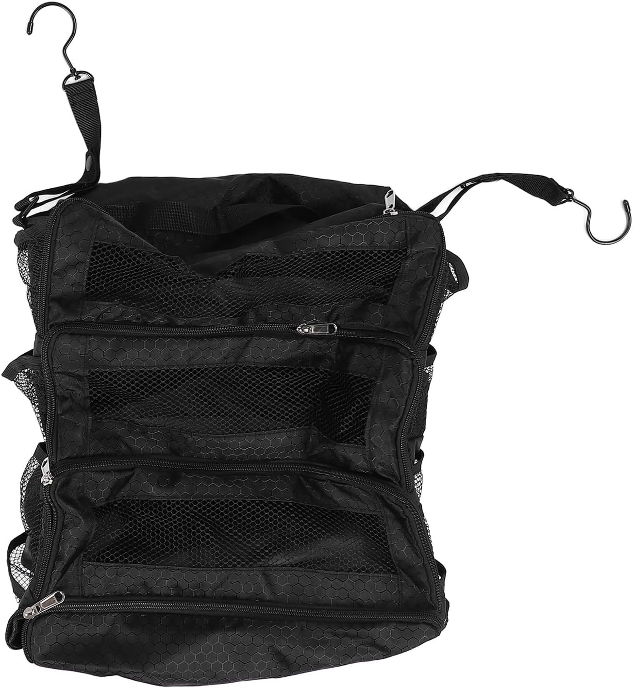 Custom Logo Hanging Suitcase Organizer, Private Label Luggage Packing Cubes Travel Organizer, Factory Foldable Carry On Bag 4 Compartments Oxford Fabric 22x36x47cm Black