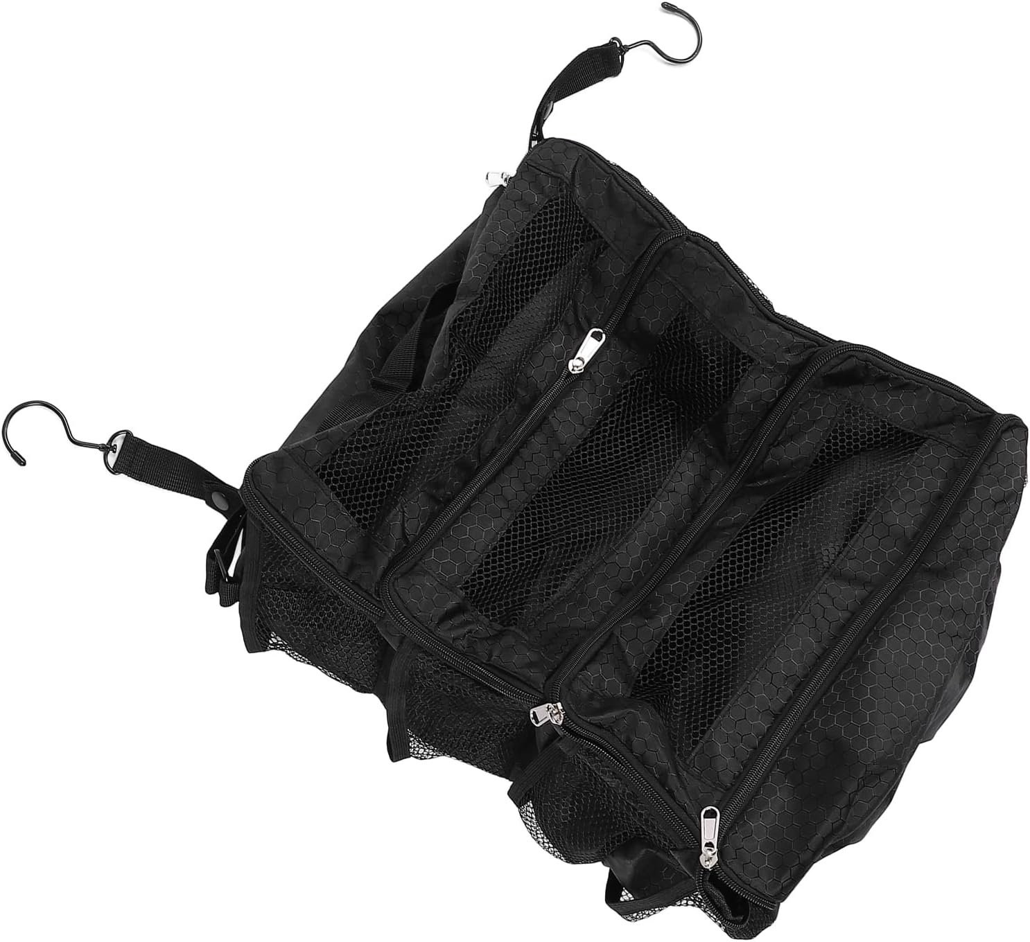 Custom Logo Hanging Suitcase Organizer, Private Label Luggage Packing Cubes Travel Organizer, Factory Foldable Carry On Bag 4 Compartments Oxford Fabric 22x36x47cm Black