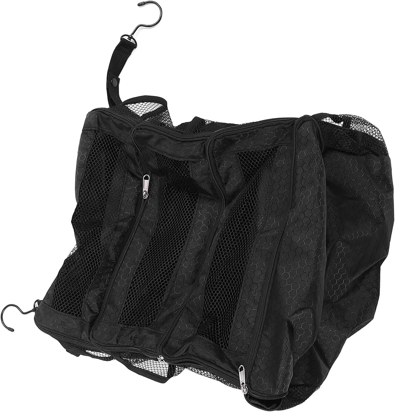 Custom Logo Hanging Suitcase Organizer, Private Label Luggage Packing Cubes Travel Organizer, Factory Foldable Carry On Bag 4 Compartments Oxford Fabric 22x36x47cm Black