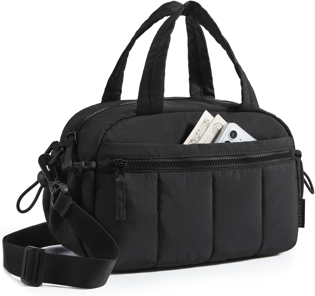 Manufacturer Crossbody Bags for Women 6.8L Lightweight Water-Resistant Puffy Shoulder Travel Purse with Custom Logo Private Label Black