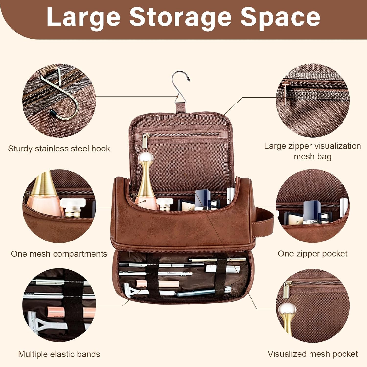 Private Label Personalized Initial Toiletry Bag for Men - Custom Logo Laser Engraved Monogram Leather Travel Kit Shaving Organizer - Direct from Factory