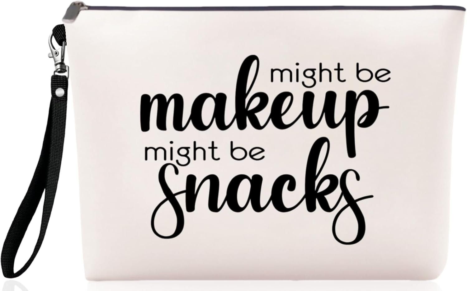 Custom Logo Canvas Makeup Bag with Wristband Lanyards for Women Private Label Multi-Purpose Travel Toiletry Snack Cosmetic Bag Factory