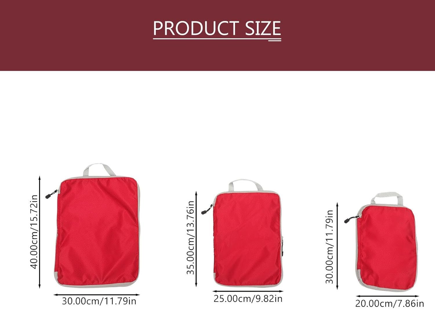 Private Label 3pcs Custom Logo Red Space-Saving Travel Packing Organizer Bags Set Tote Cubes for Luggage and Home Storage Manufacturer