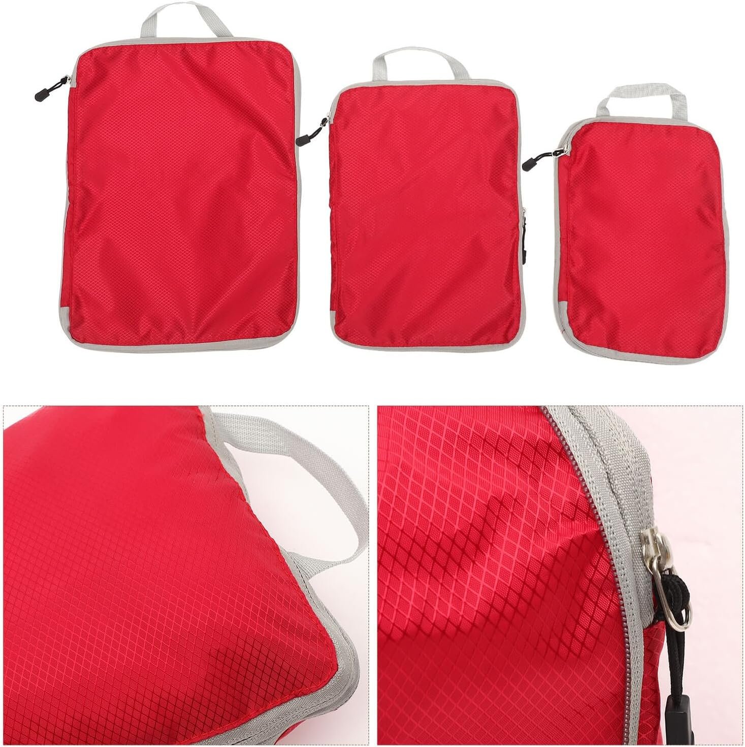 Private Label 3pcs Custom Logo Red Space-Saving Travel Packing Organizer Bags Set Tote Cubes for Luggage and Home Storage Manufacturer