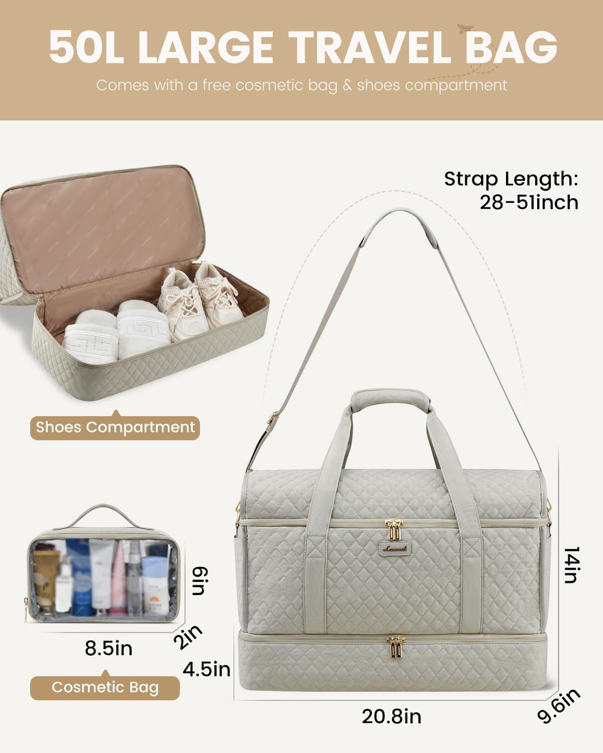 Private Label Large Travel Duffle Bag Weekender for Women with Shoe Compartment Custom Logo Overnight Hospital Bag for Labor Delivery Carry On Personal Item Yoga Gym Duffel Manufacturer