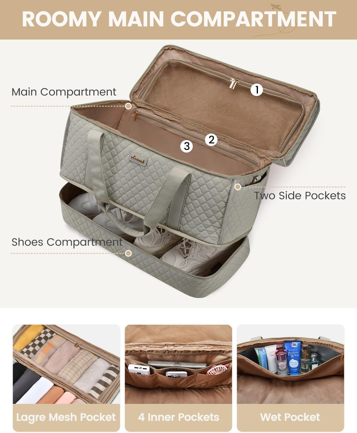 Private Label Large Travel Duffle Bag Weekender for Women with Shoe Compartment Custom Logo Overnight Hospital Bag for Labor Delivery Carry On Personal Item Yoga Gym Duffel Manufacturer