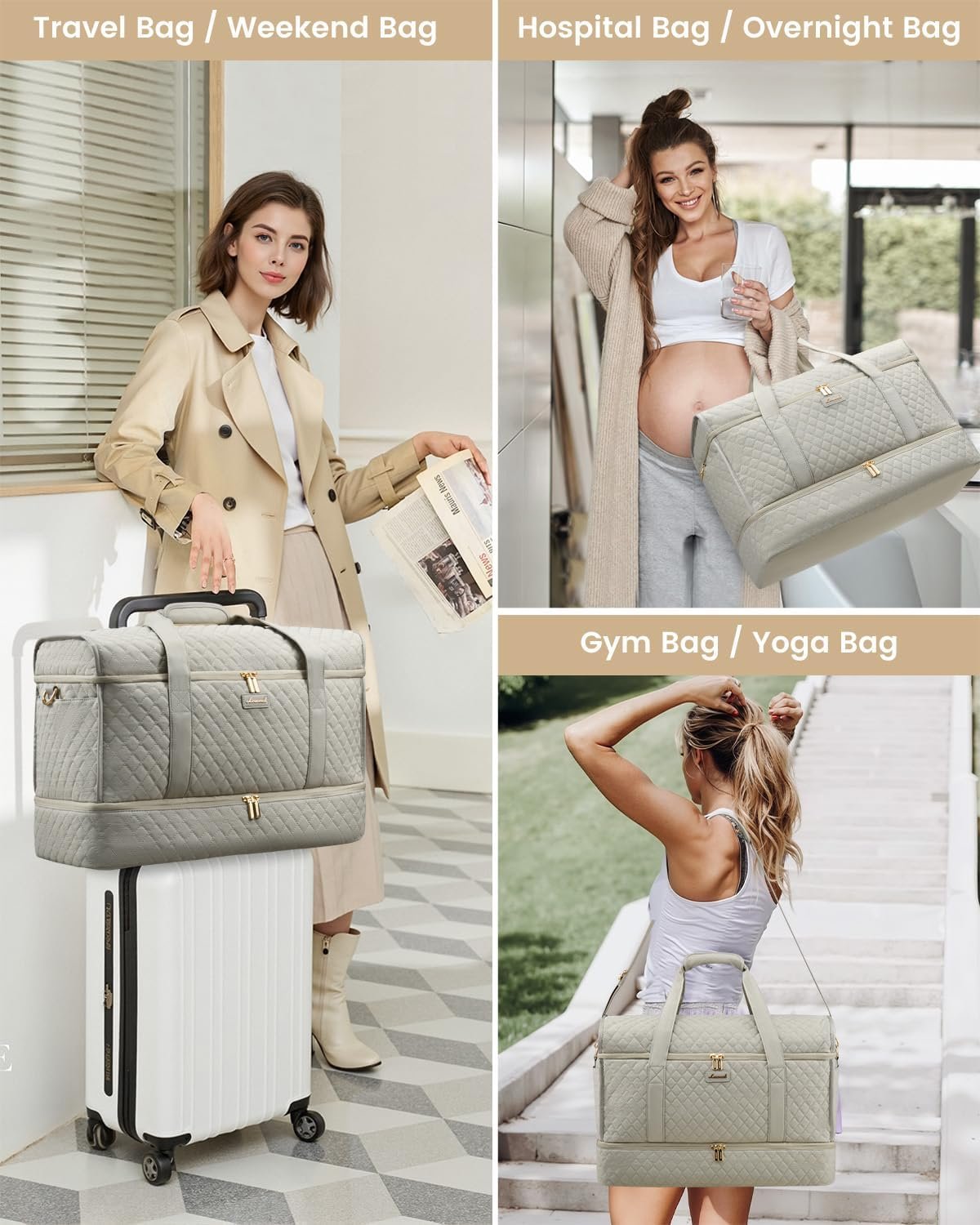 Private Label Large Travel Duffle Bag Weekender for Women with Shoe Compartment Custom Logo Overnight Hospital Bag for Labor Delivery Carry On Personal Item Yoga Gym Duffel Manufacturer