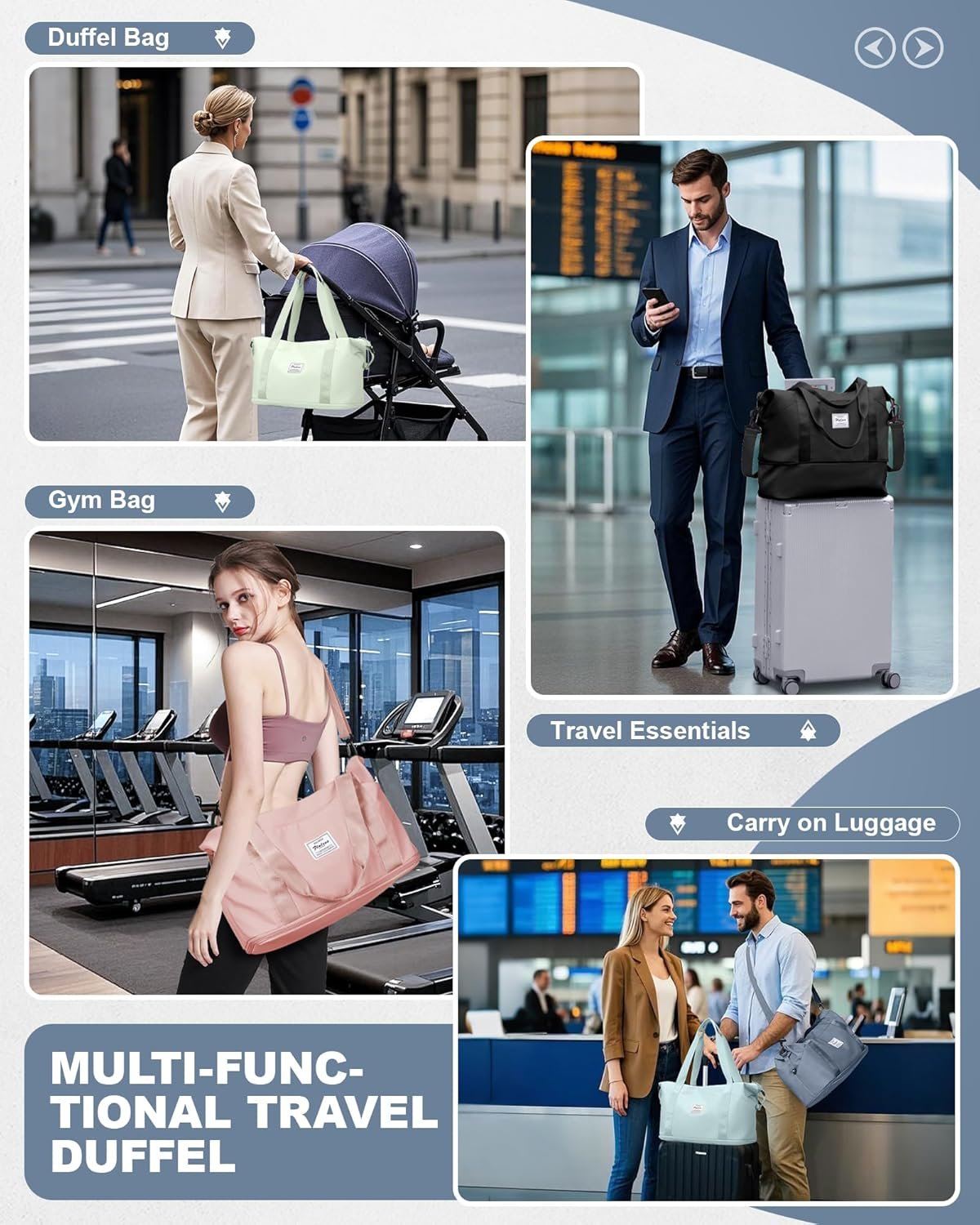 Private Label Travel Duffel Bag, Custom Logo Sports Tote Gym Bag, Manufacturer Shoulder Weekender Overnight Bag for Women