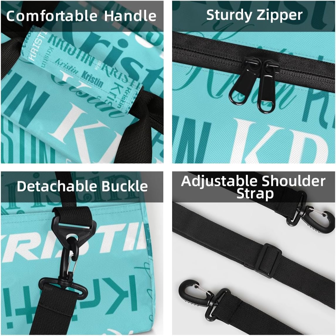 Custom Logo Personalized Travel Duffel Weekender Bag for Women and Men Private Label Sports Gym Dance Ballet Tote with Name in Teal Factory Custom Logo Personalized Travel Duffel Weekender Bag for Women and Men Private Label Sports Gym Dance Ballet Tote with Name in Teal Factory