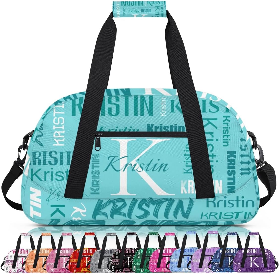 Custom Logo Personalized Travel Duffel Weekender Bag for Women and Men Private Label Sports Gym Dance Ballet Tote with Name in Teal Factory
