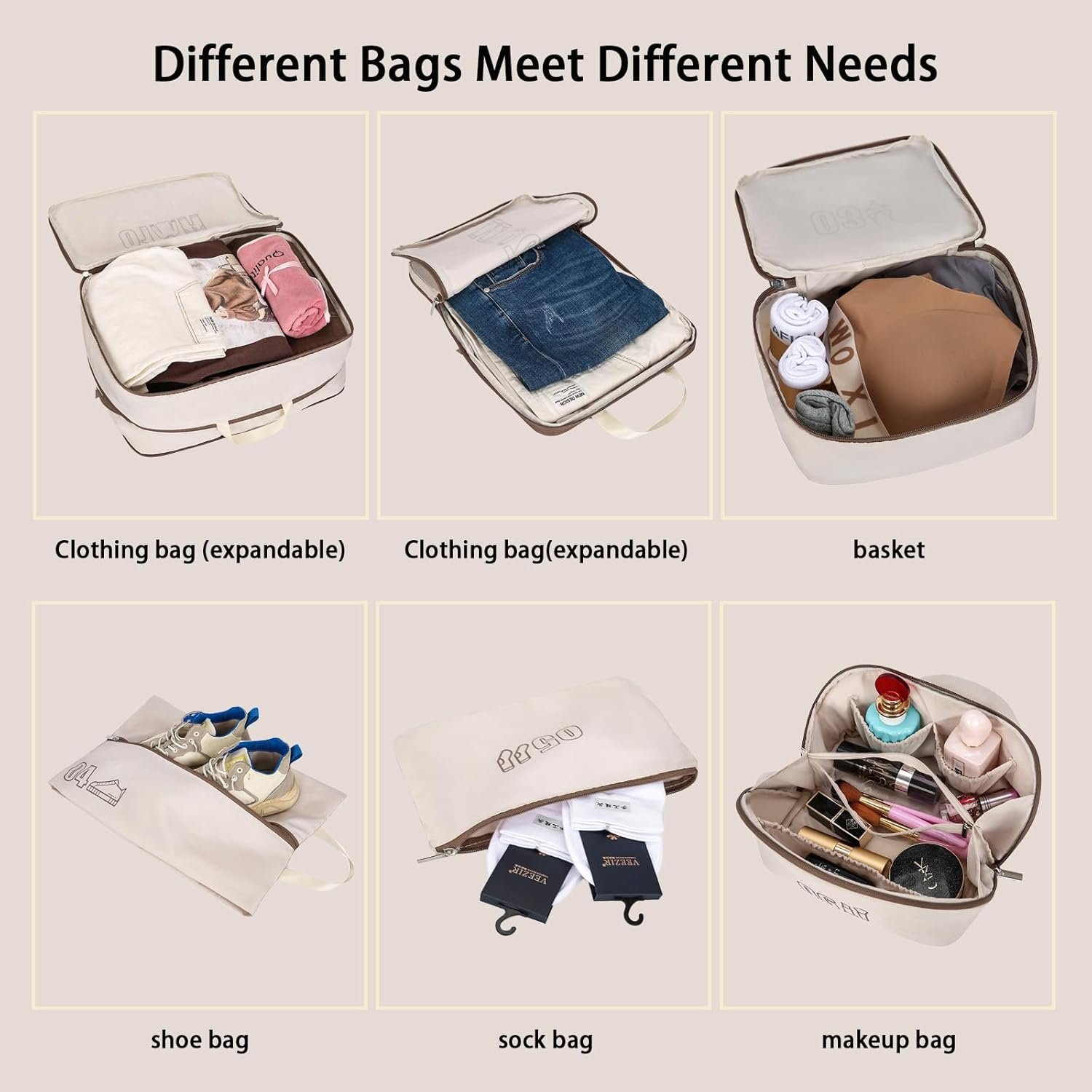 Manufacturer 6 Set Compression Packing Cubes for Travel Custom Logo Anti-Tearing Suitcase Organizer for Luggage with Shoe and Hanging Toiletry Bag Private Label Vacation Essentials Accessories for Cruise Khaki Manufacturer 6 Set Compression Packing Cubes for Travel Custom Logo Anti-Tearing Suitcase Organizer for Luggage with Shoe and Hanging Toiletry Bag Private Label Vacation Essentials Accessories for Cruise Khaki