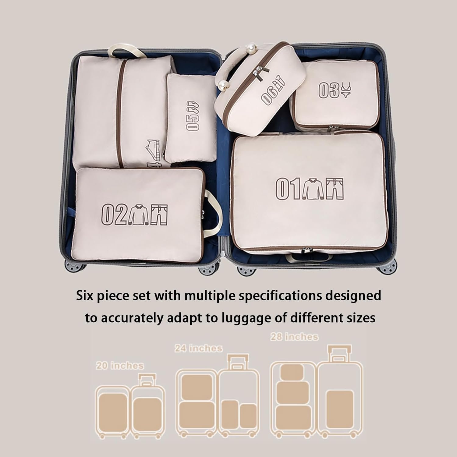 Manufacturer 6 Set Compression Packing Cubes for Travel Custom Logo Anti-Tearing Suitcase Organizer for Luggage with Shoe and Hanging Toiletry Bag Private Label Vacation Essentials Accessories for Cruise Khaki Manufacturer 6 Set Compression Packing Cubes for Travel Custom Logo Anti-Tearing Suitcase Organizer for Luggage with Shoe and Hanging Toiletry Bag Private Label Vacation Essentials Accessories for Cruise Khaki
