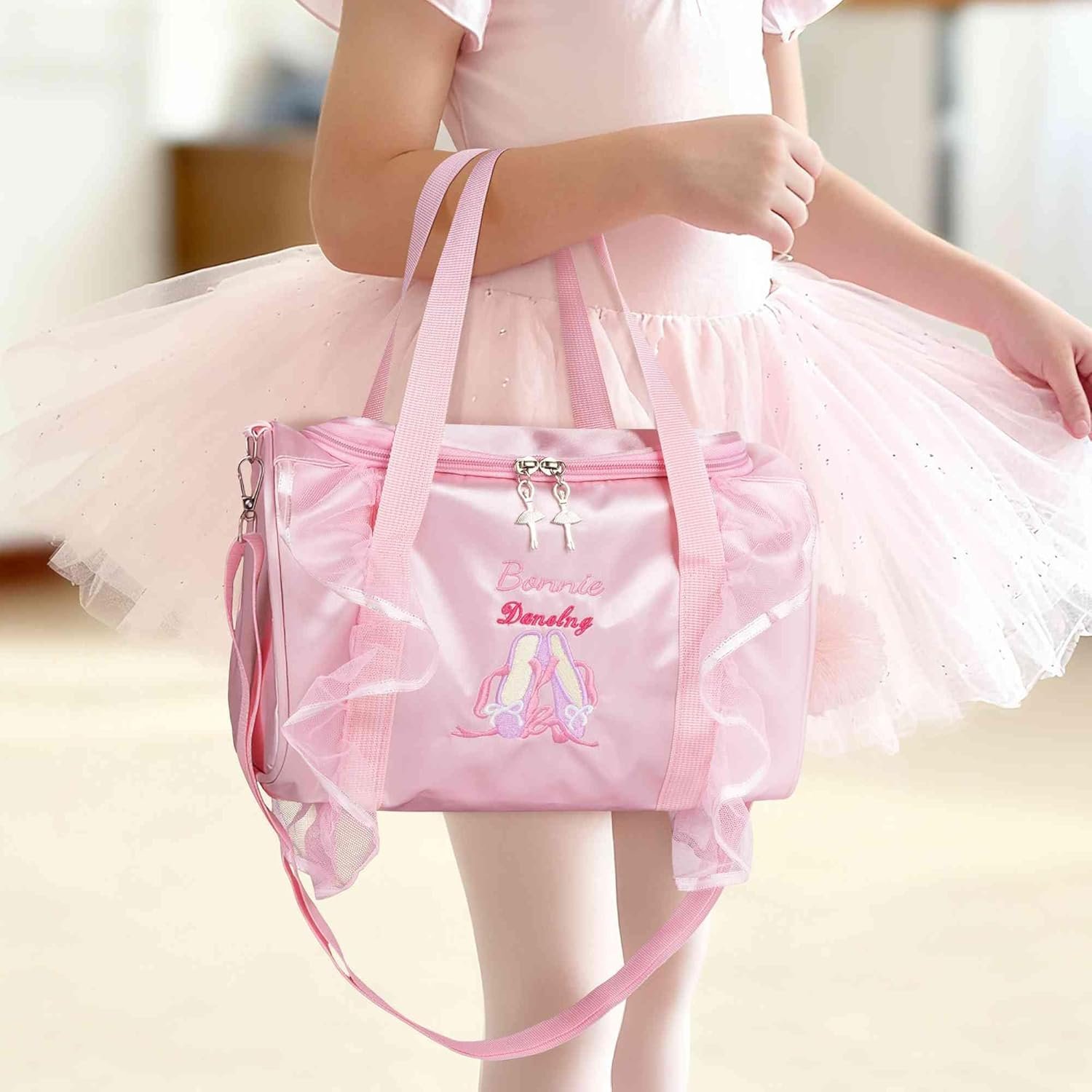 Private Label Personalized Embroidered Dance Duffle Bags Custom Logo Ballet for Teen Girls Kids Toddlers Ballerina Gym Birthday Gifts Manufacturer