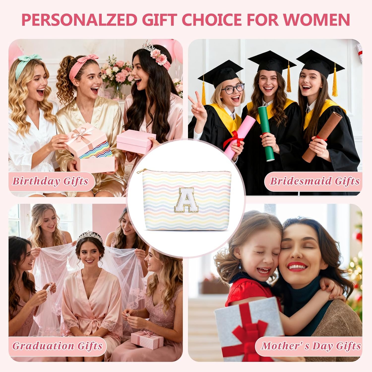 Private Label 2 Pieces Monogram Makeup Travel Bag Cosmetic Pouch Initial Toiletry Organizer for Girls Women Gifts Custom Logo Personalized Manufacturer Light Rainbow A Private Label 2 Pieces Monogram Makeup Travel Bag Cosmetic Pouch Initial Toiletry Organizer for Girls Women Gifts Custom Logo Personalized Manufacturer Light Rainbow A