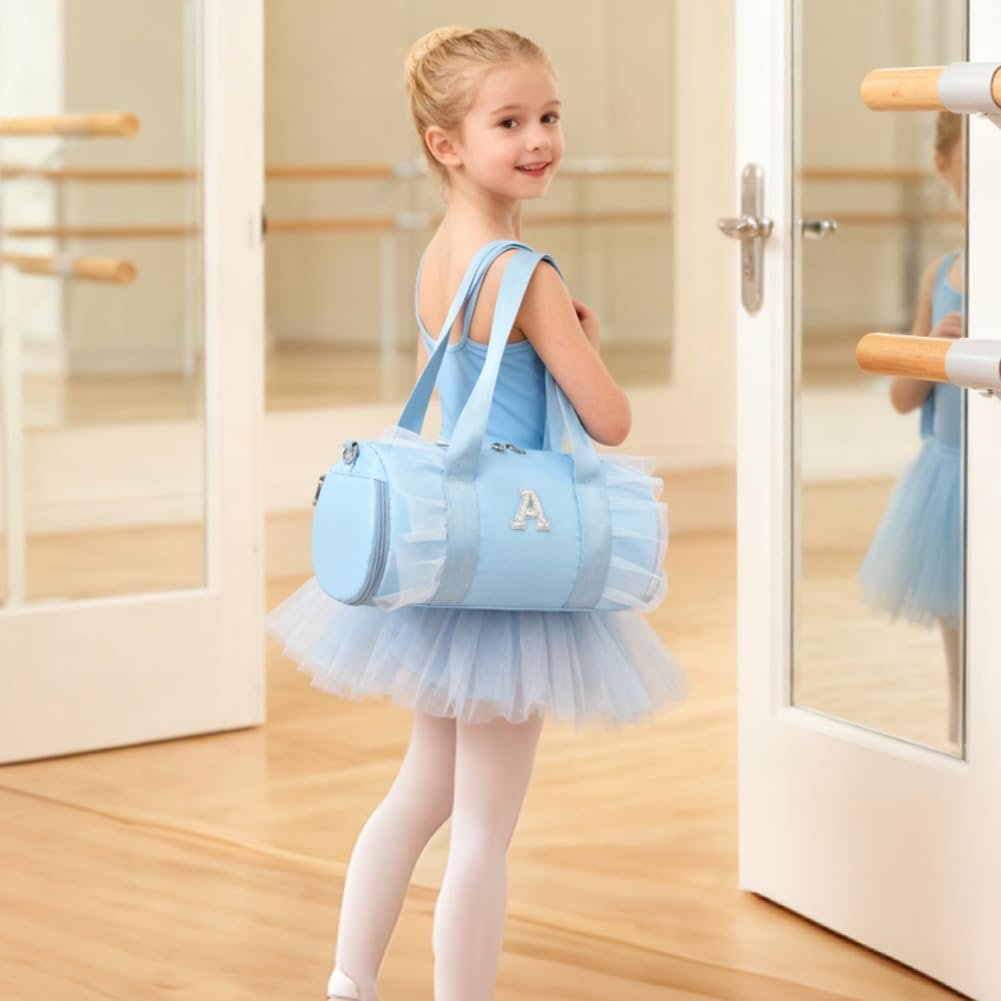 Private Label Personalized Small Dance Ballet Bag for Girls 4-6 Toddler Ballerina Sports Gym Travel Duffle with Shoes Compartment Custom Logo Blue M Manufacturer