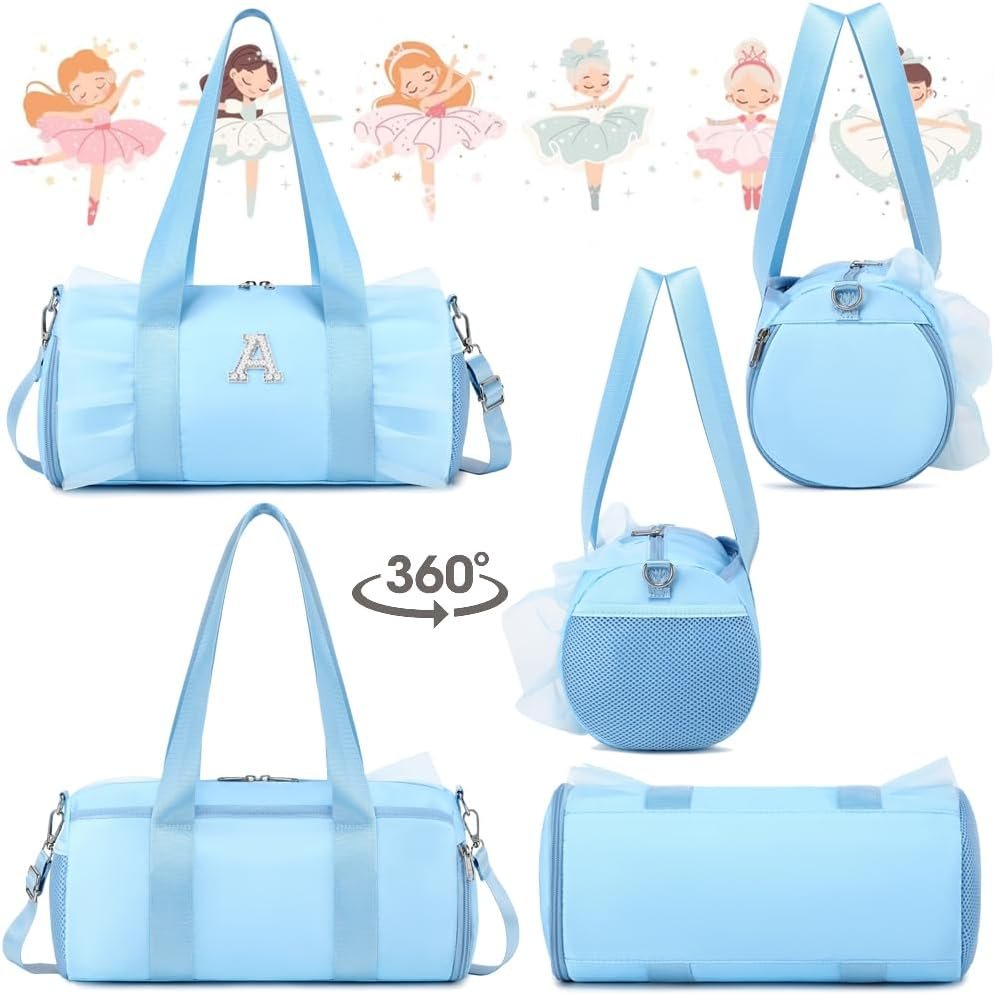 Private Label Personalized Small Dance Ballet Bag for Girls 4-6 Toddler Ballerina Sports Gym Travel Duffle with Shoes Compartment Custom Logo Blue M Manufacturer