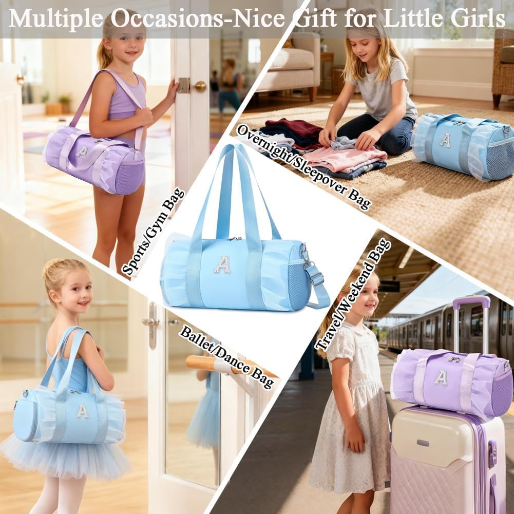 Private Label Personalized Small Dance Ballet Bag for Girls 4-6 Toddler Ballerina Sports Gym Travel Duffle with Shoes Compartment Custom Logo Blue M Manufacturer