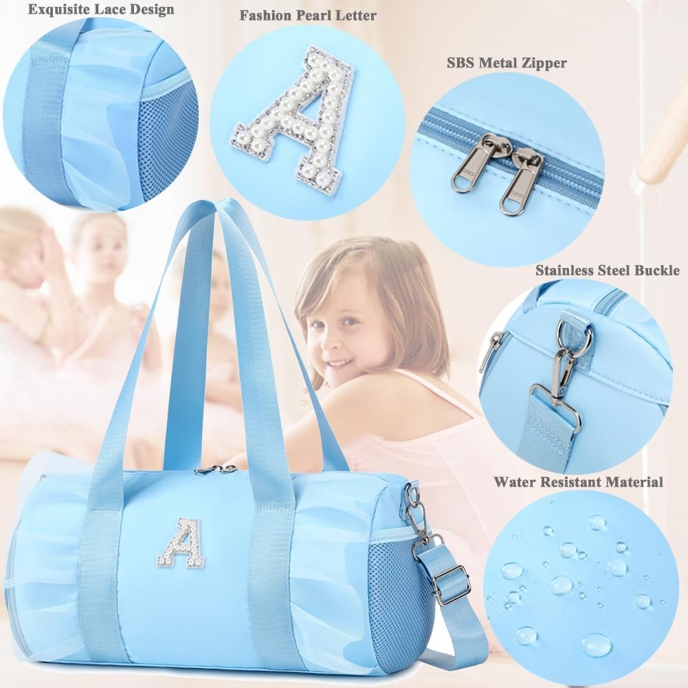 Private Label Personalized Small Dance Ballet Bag for Girls 4-6 Toddler Ballerina Sports Gym Travel Duffle with Shoes Compartment Custom Logo Blue M Manufacturer