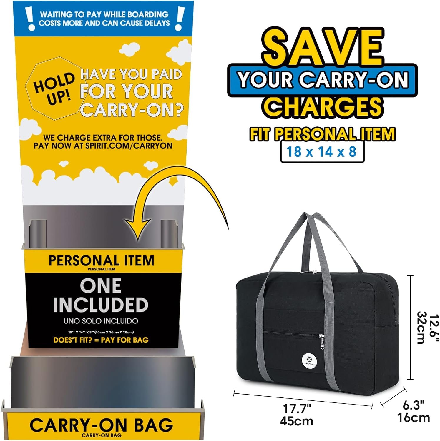 Private Label 18x14x8 Personal Item Bag Foldable Travel Duffel Tote Carry-On Luggage Custom Logo Manufacturer for Women and Men