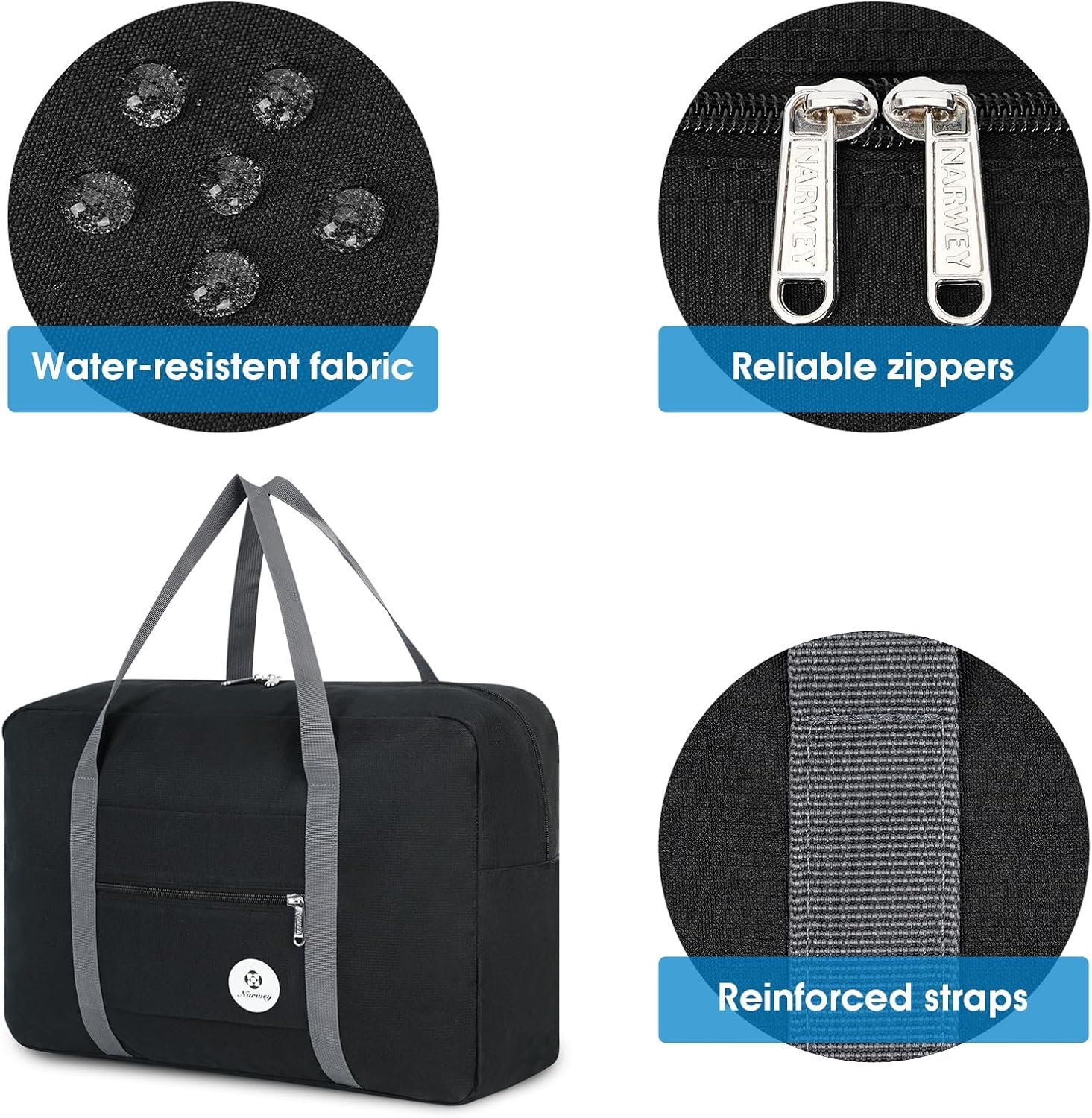 Private Label 18x14x8 Personal Item Bag Foldable Travel Duffel Tote Carry-On Luggage Custom Logo Manufacturer for Women and Men