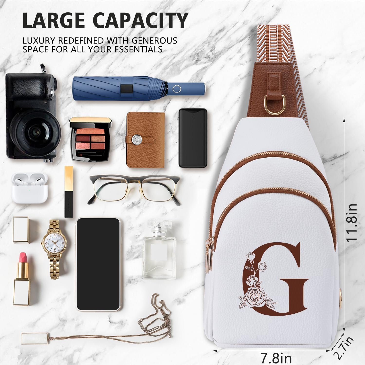 Custom Logo Leather Crossbody Bag for Women Private Label Sling Fanny Chest Pack with Initial Letter for Travel Gift for Mom Wife Manufacturer