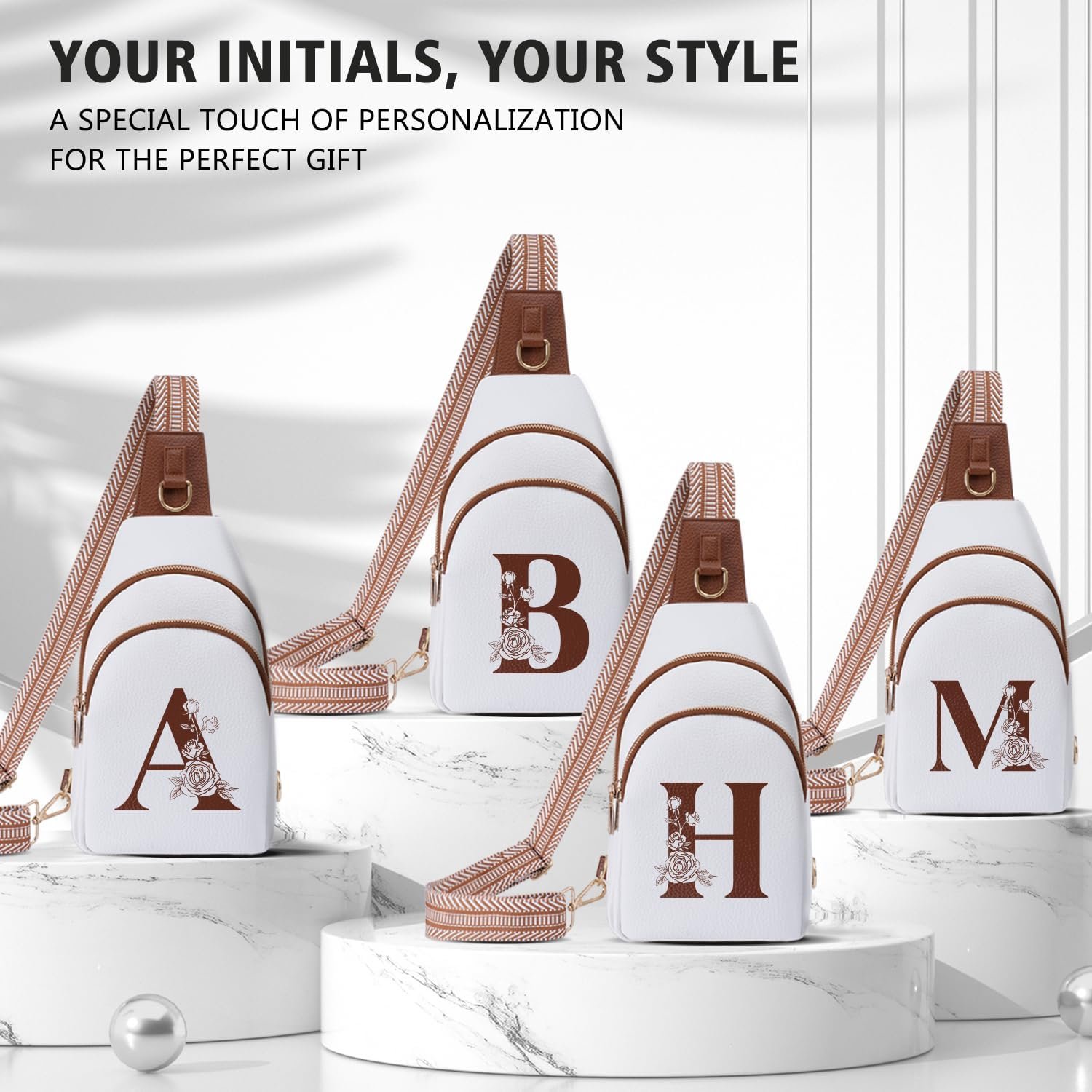 Custom Logo Leather Crossbody Bag for Women Private Label Sling Fanny Chest Pack with Initial Letter for Travel Gift for Mom Wife Manufacturer